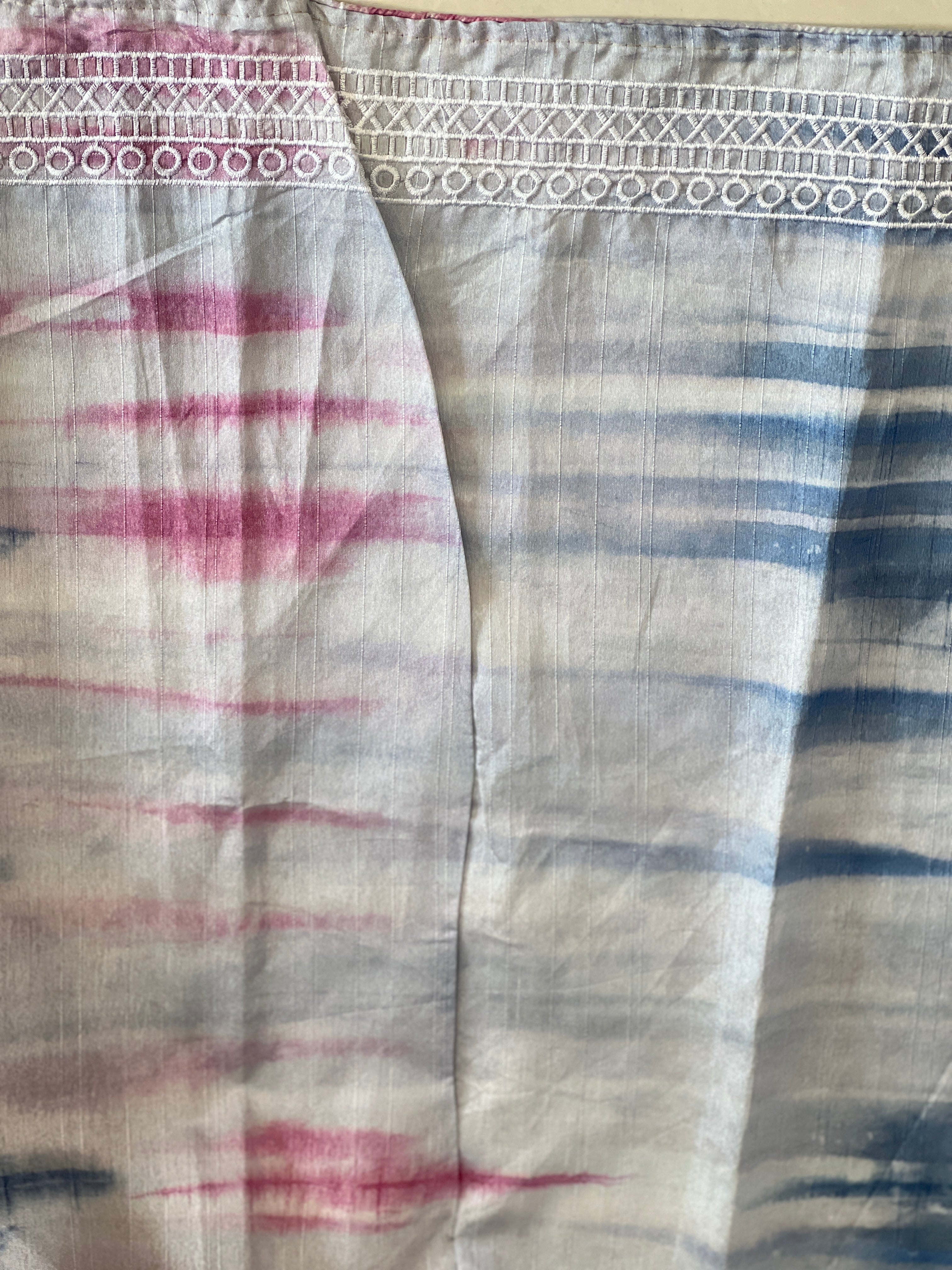 Tie & Dye With Embroidery Detailed Semi Tussar Saree | RP585