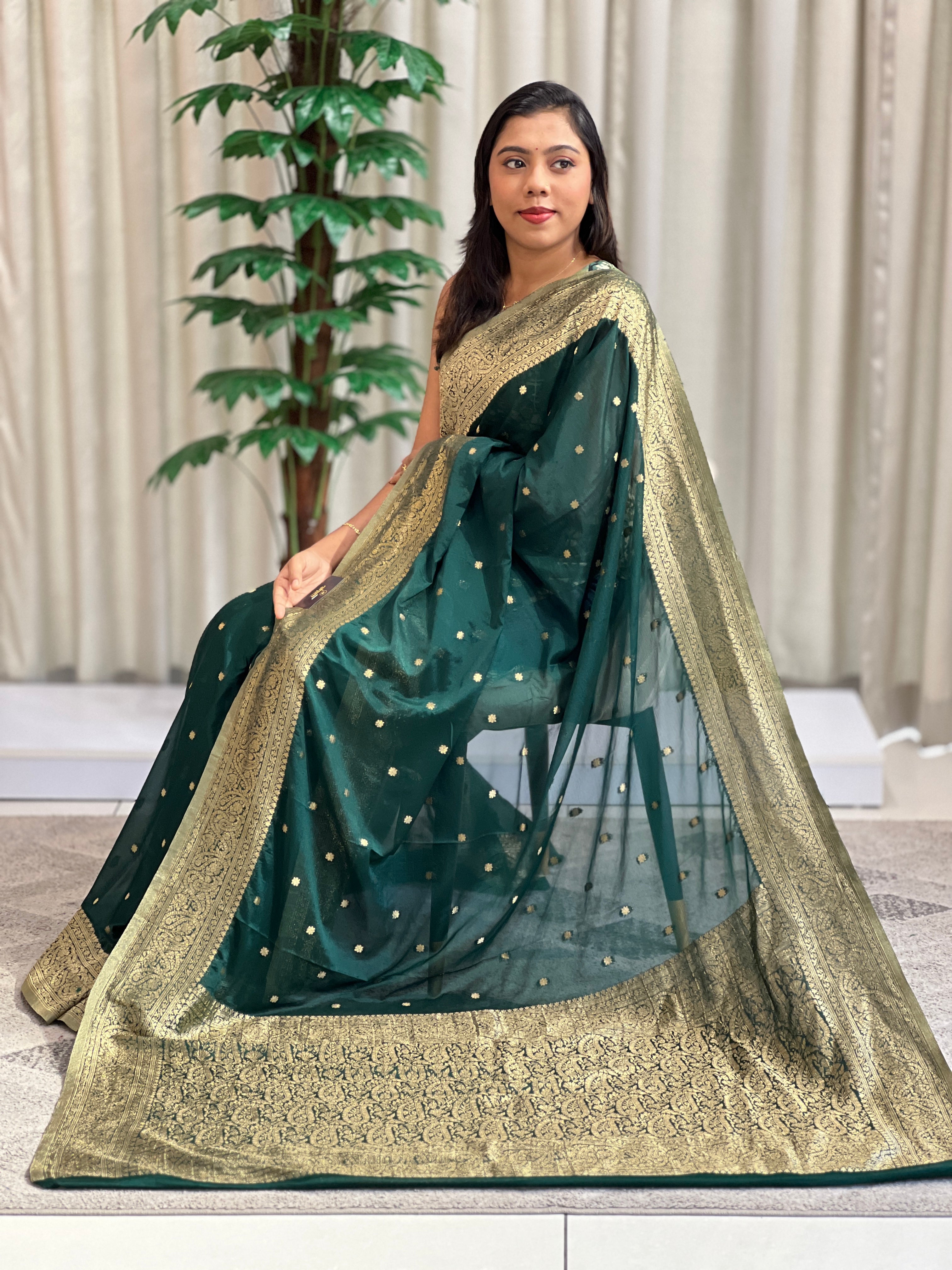 Buta Woven Pattern Georgette Crepe Finish  Saree | RS165