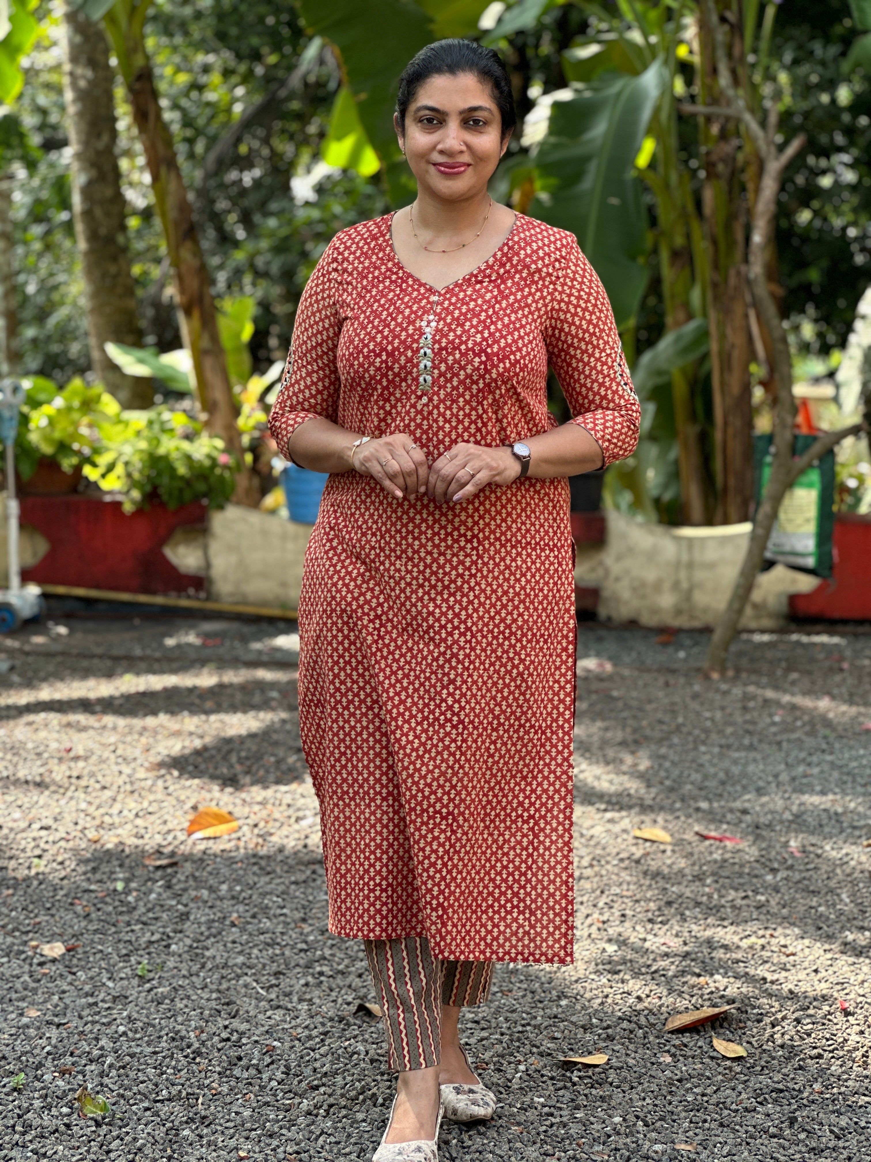 Block Printed Bagru Unstitched Kurta Set | DN581
