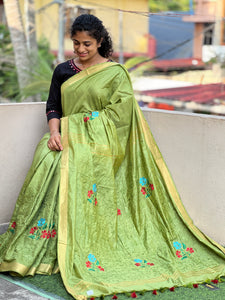 Embroidered Bhagalpuri Linen Saree | NHH217