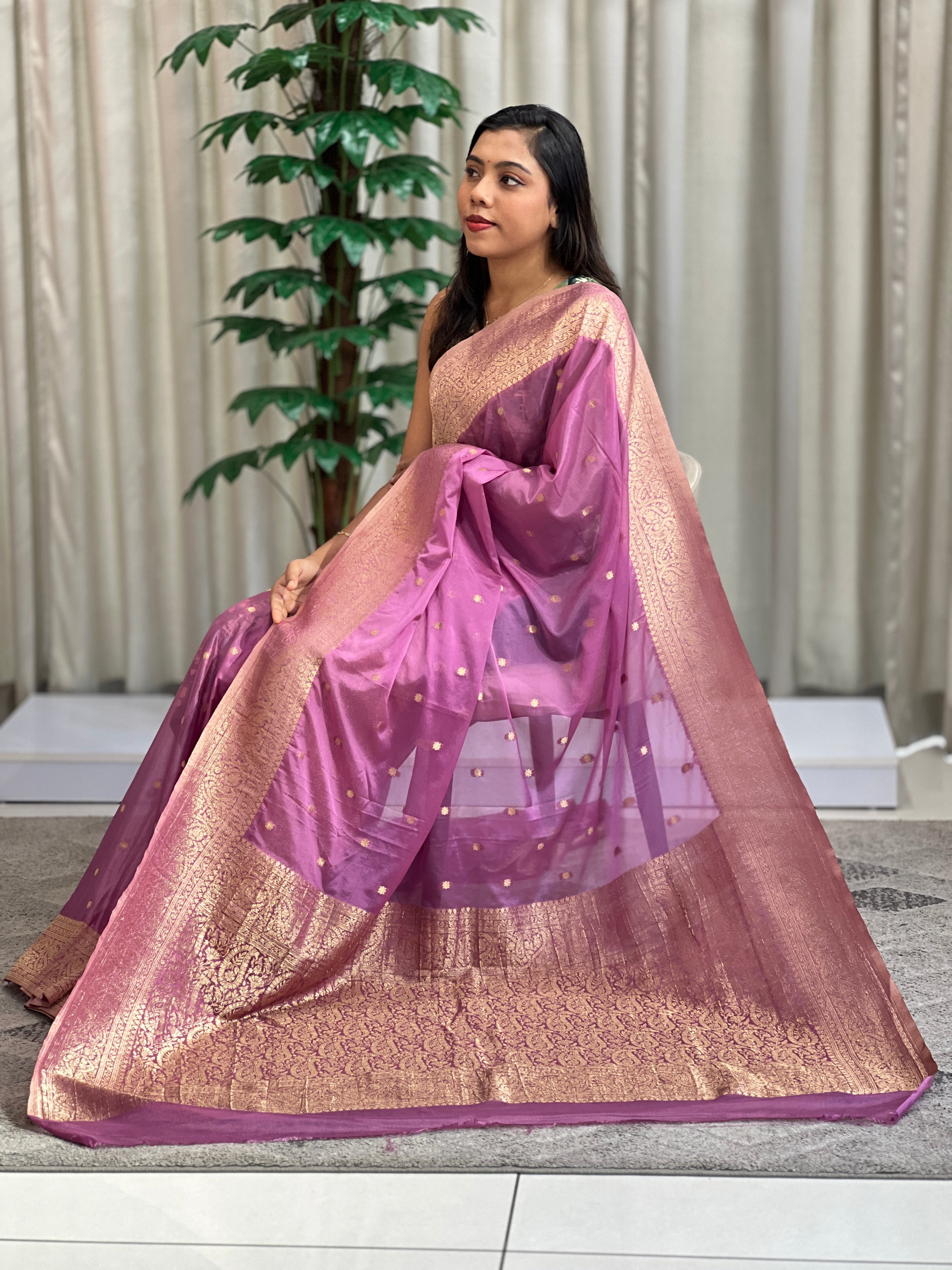 Buta Woven Pattern Chinnon Saree | RS172