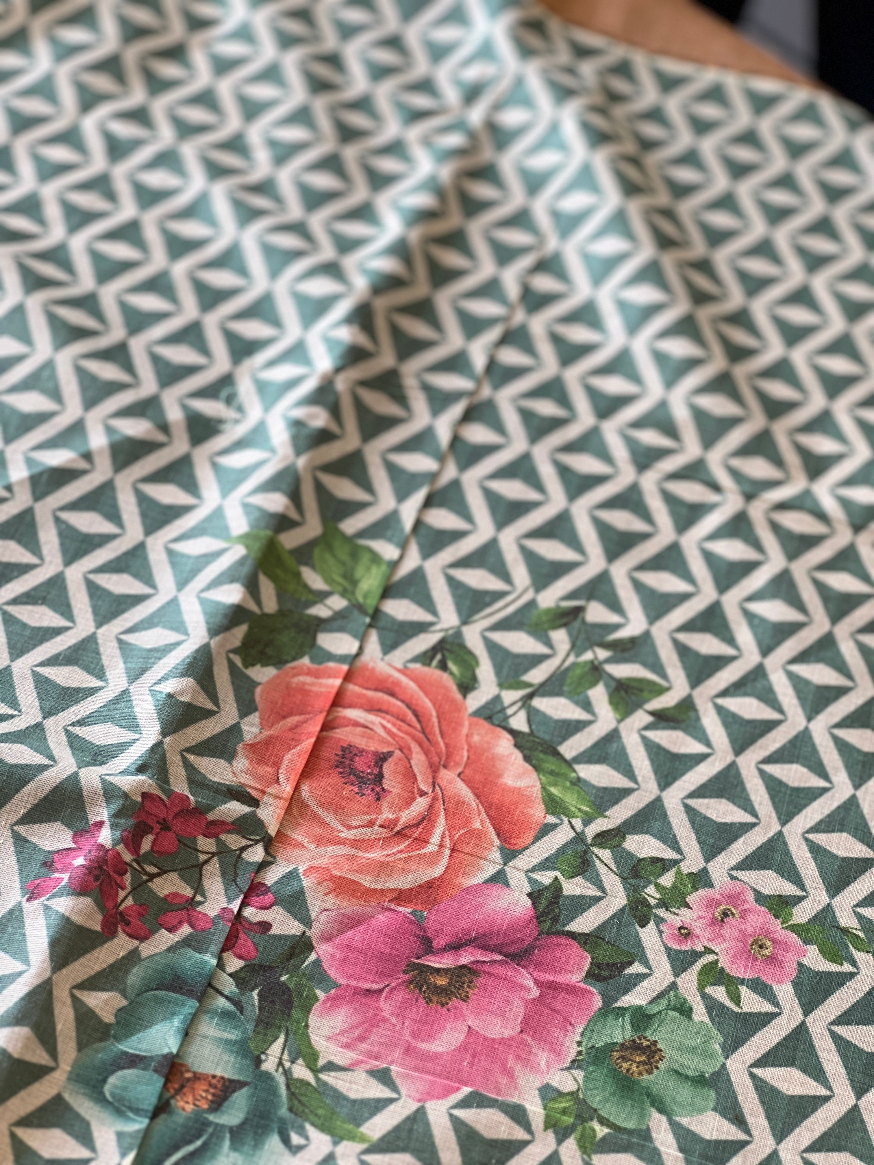 Floral Printed Design Kerala Cotton Saree | GAT236