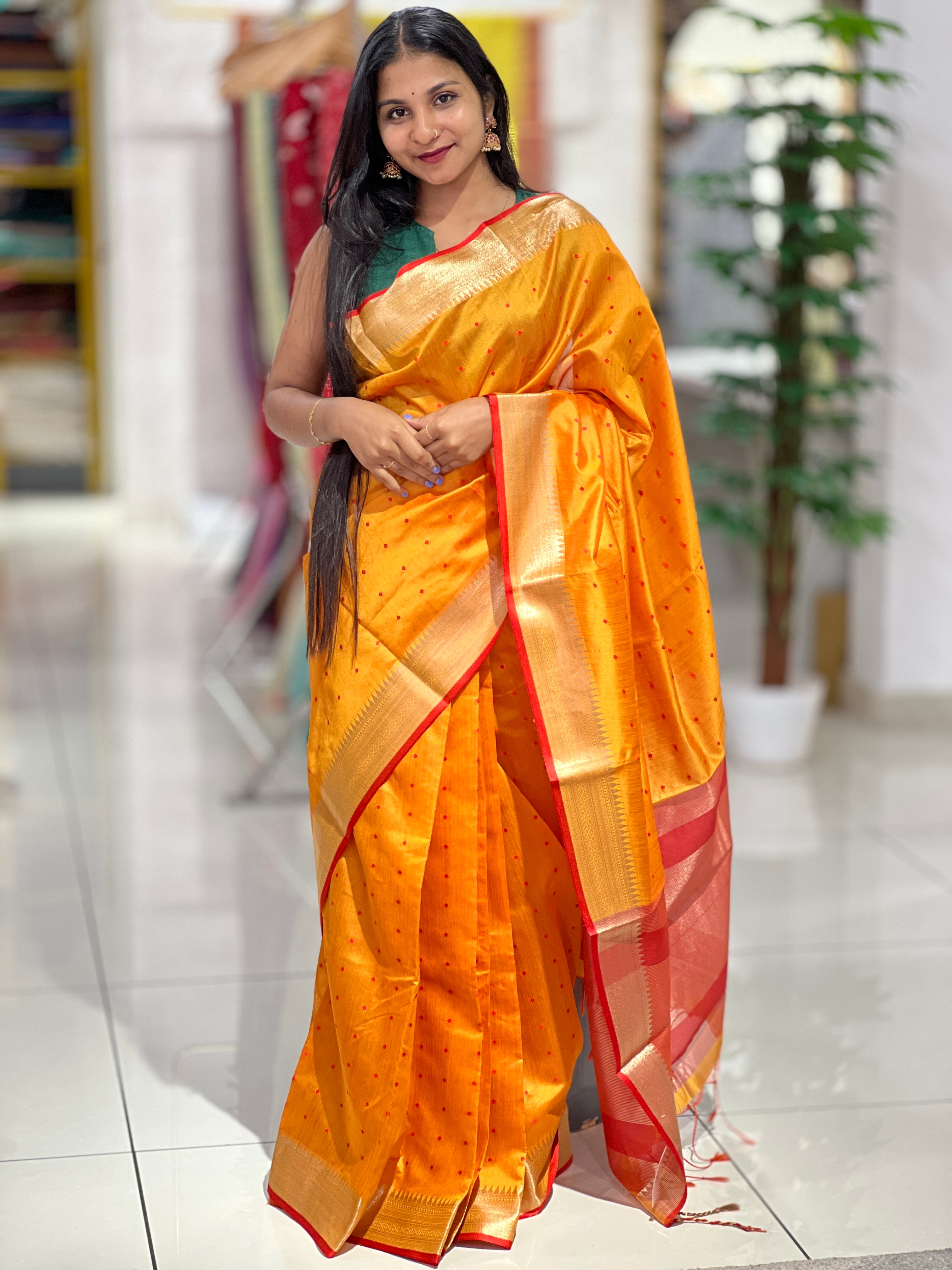 Zari Border Detailed Semi Silk Saree | SSN106