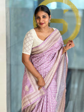 Printed Machine Embroidery Detailed Semi Tussar Saree | SVF164