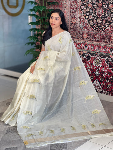 Thread & Zari Woven Floral Patterned Traditional Jamdani Saree | KAC200