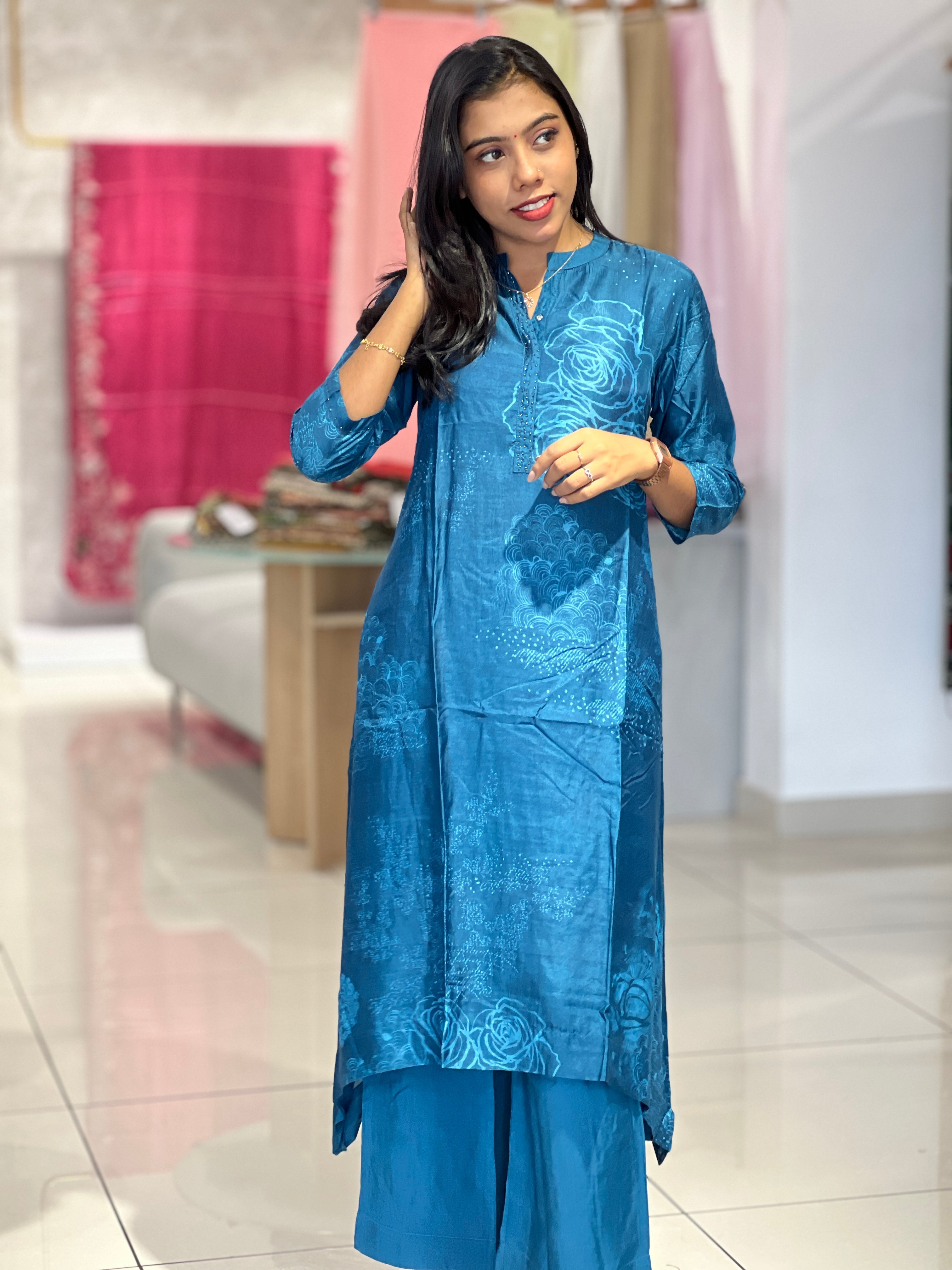 Floral Printed Muslin Finish Top & Bottom | DIL145