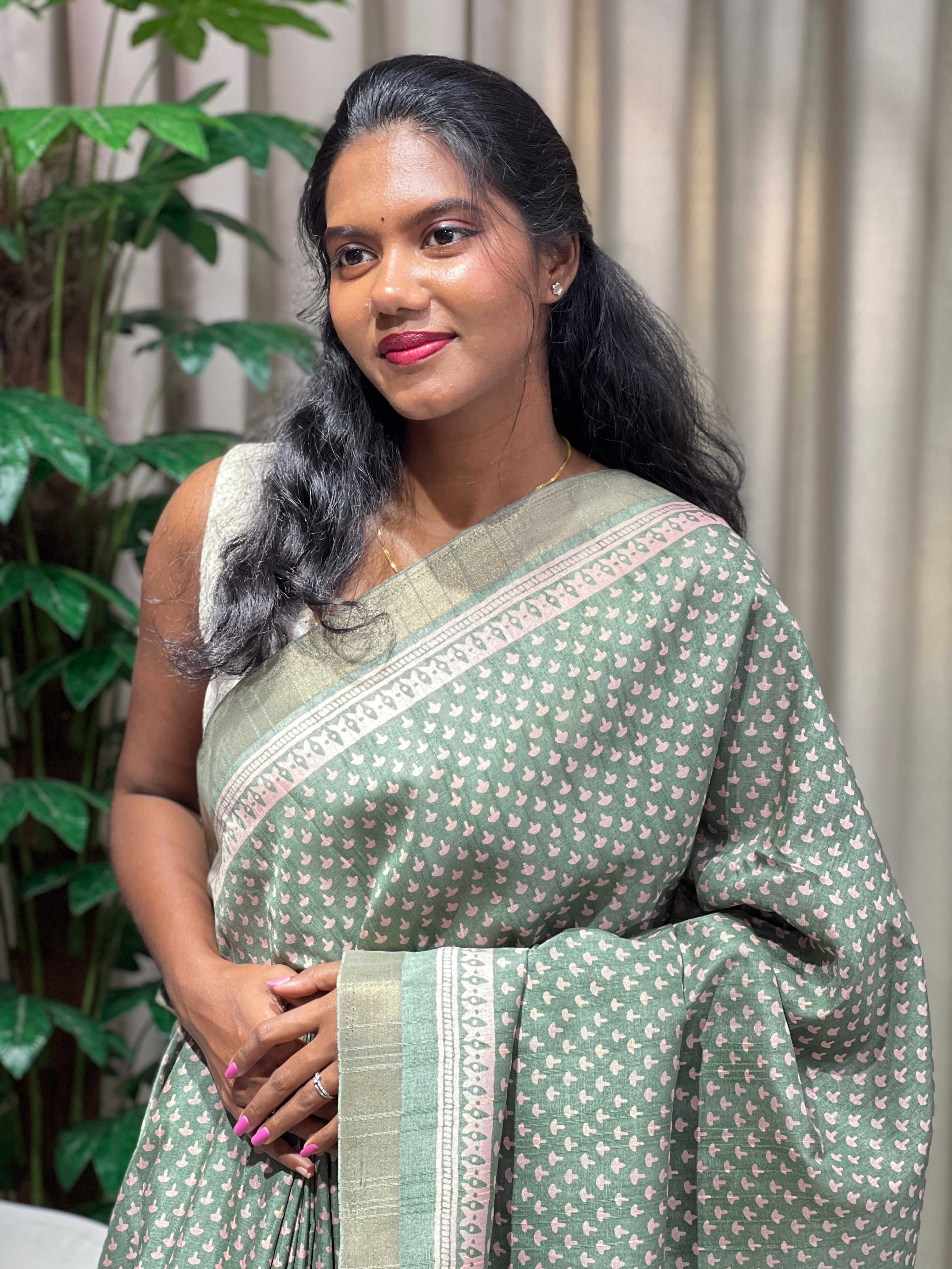 Printed Semi Tussar Saree | SSN450