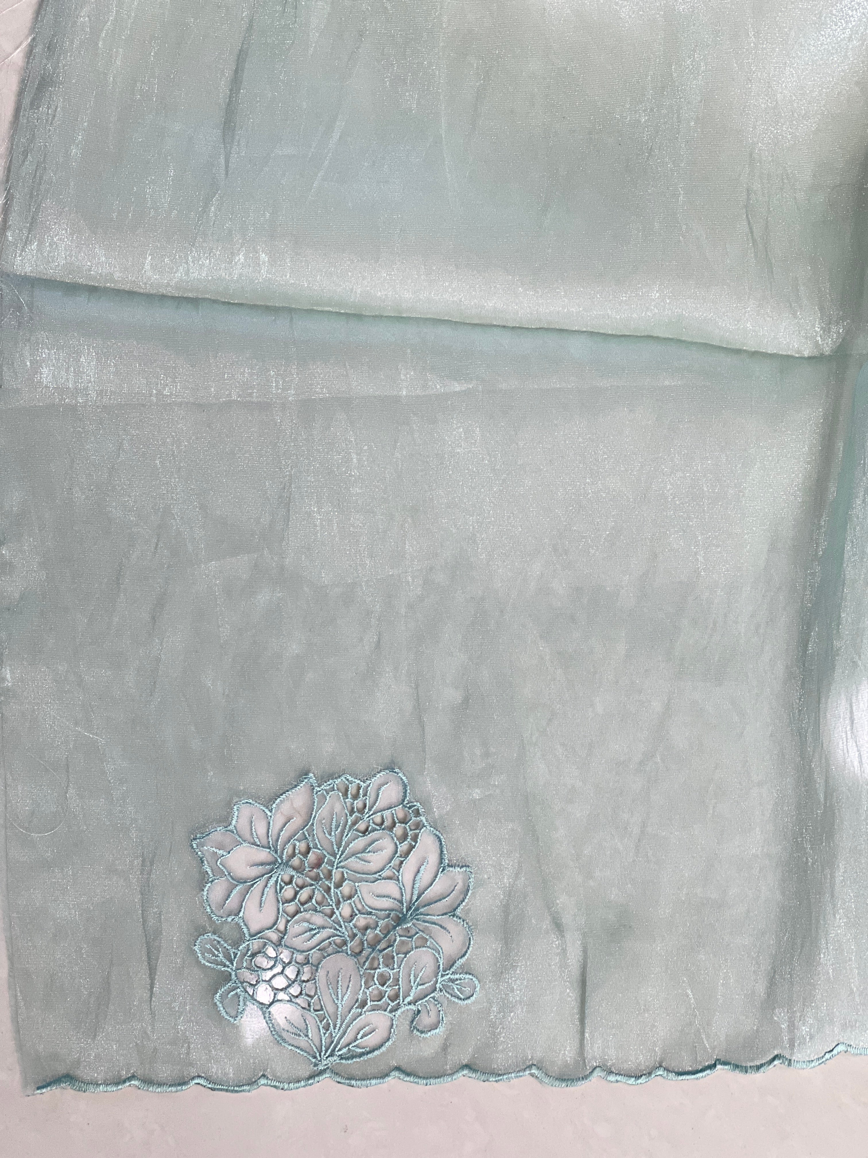 Machine Cutwork With Floral Embroidered Shimmer Organza Saree | BLD489