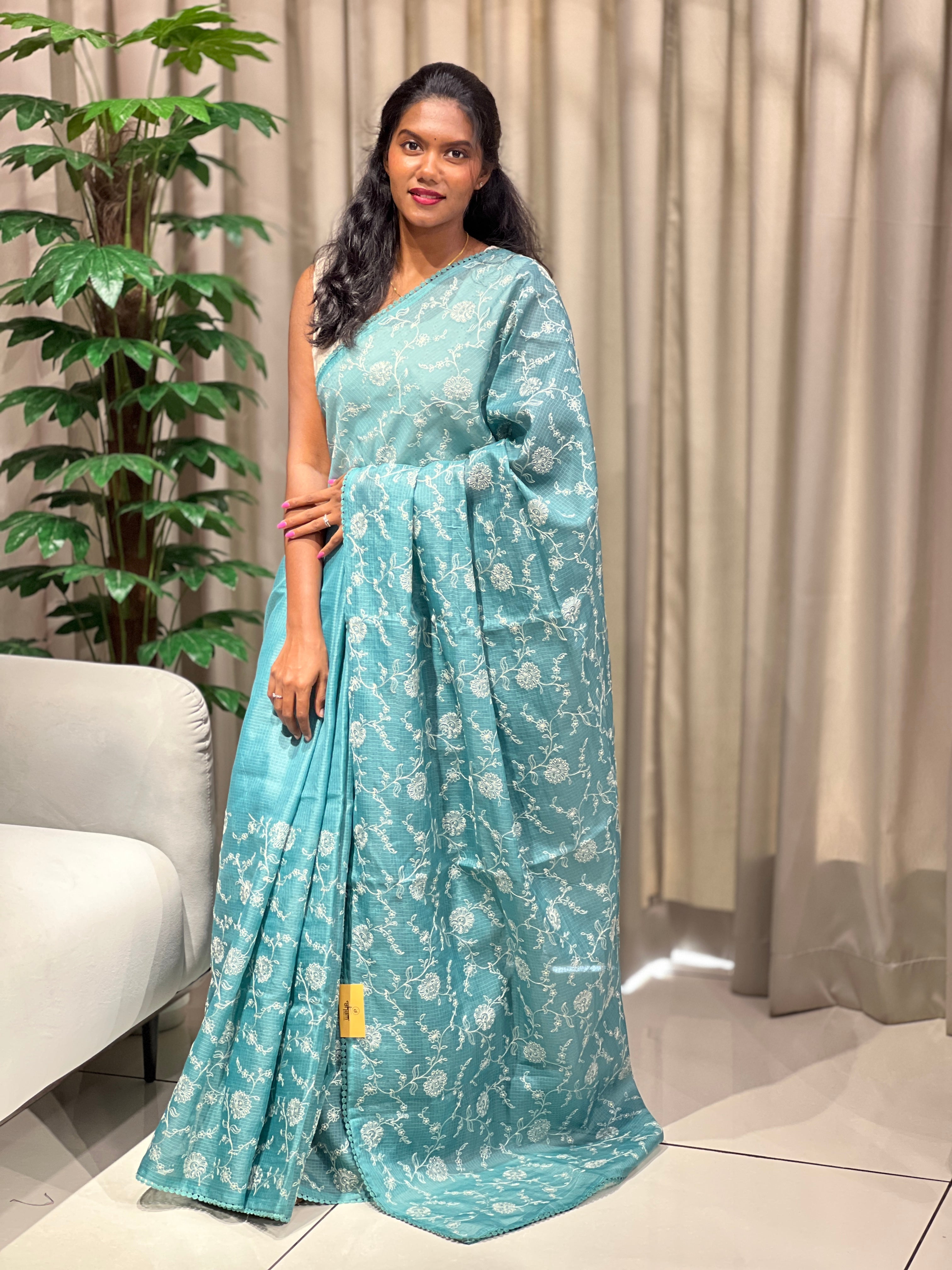 Floral Jaal Embroidery Detailed Kota Saree | BLD2074