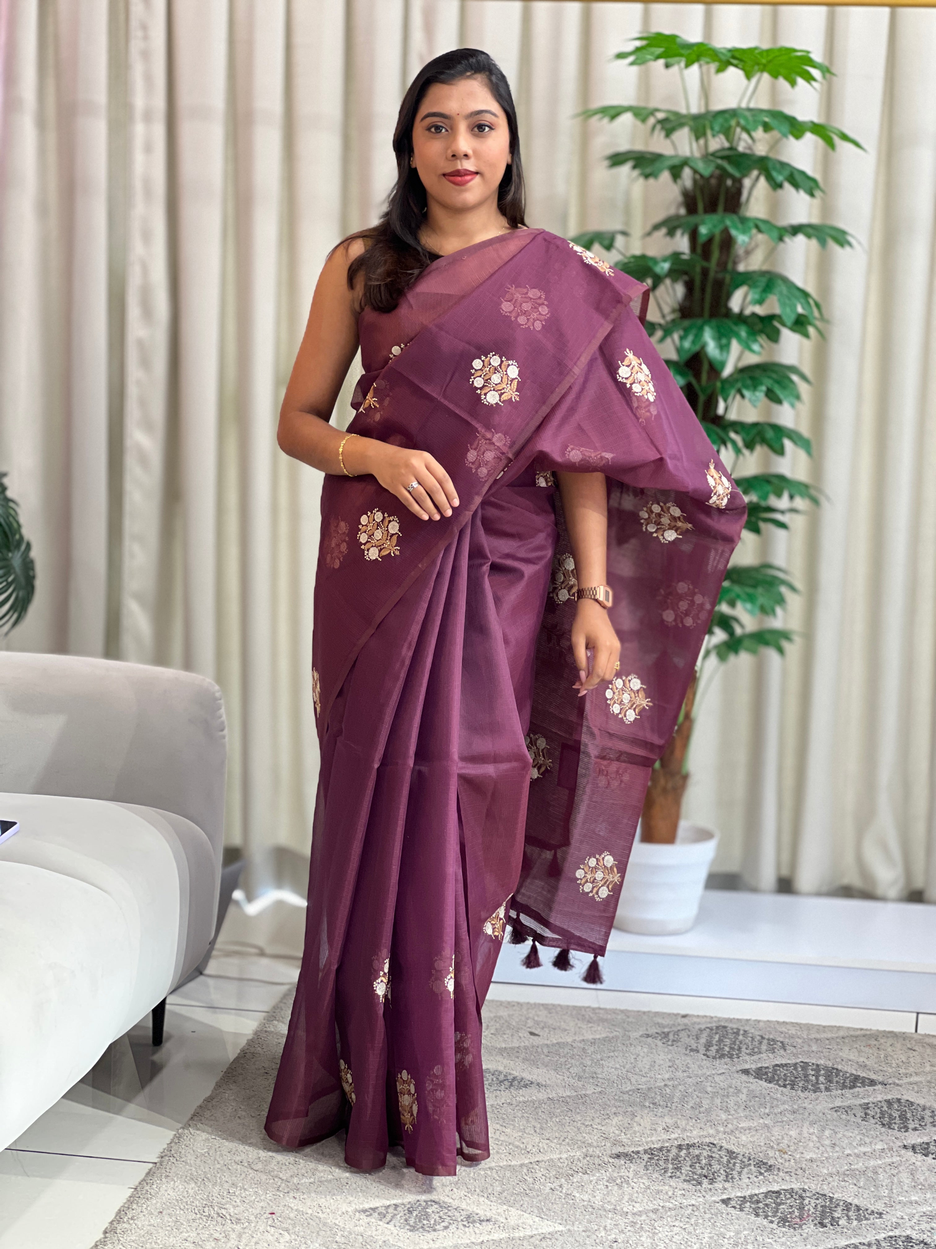 Floral Embroidered Silky Kota Saree | ZSS197
