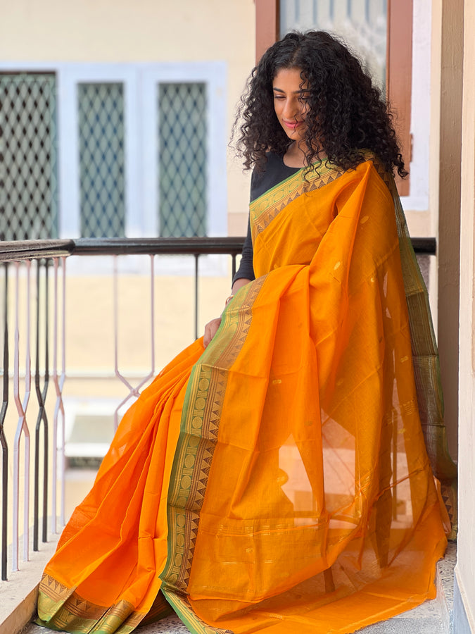 Temple Designed Kanchi Cotton Saree | AHD1847