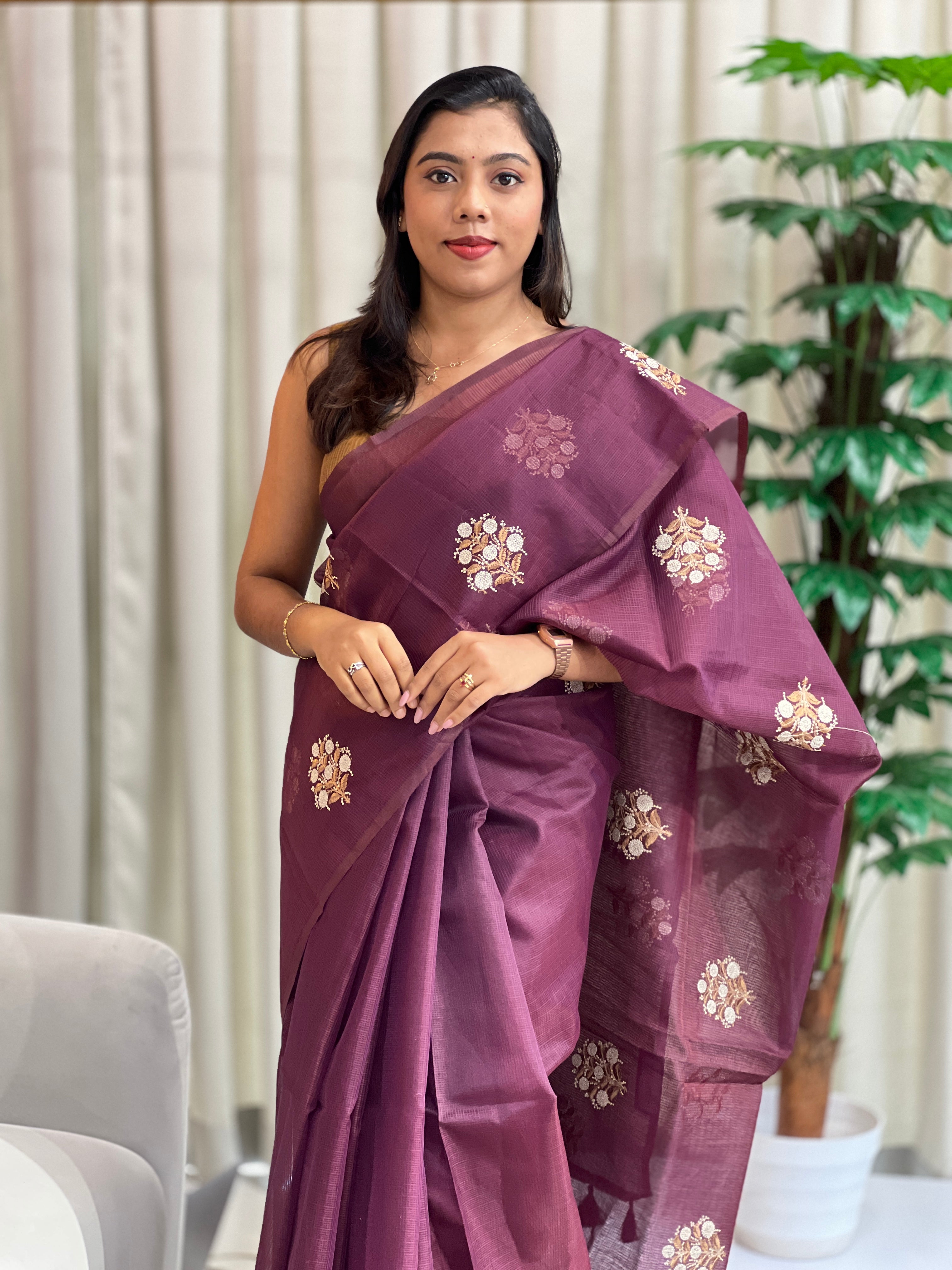 Floral Embroidered Silky Kota Saree | ZSS197