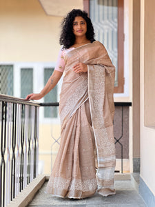 Point Embroidery Pattern  Bhagalpuri Linen Saree | RP369