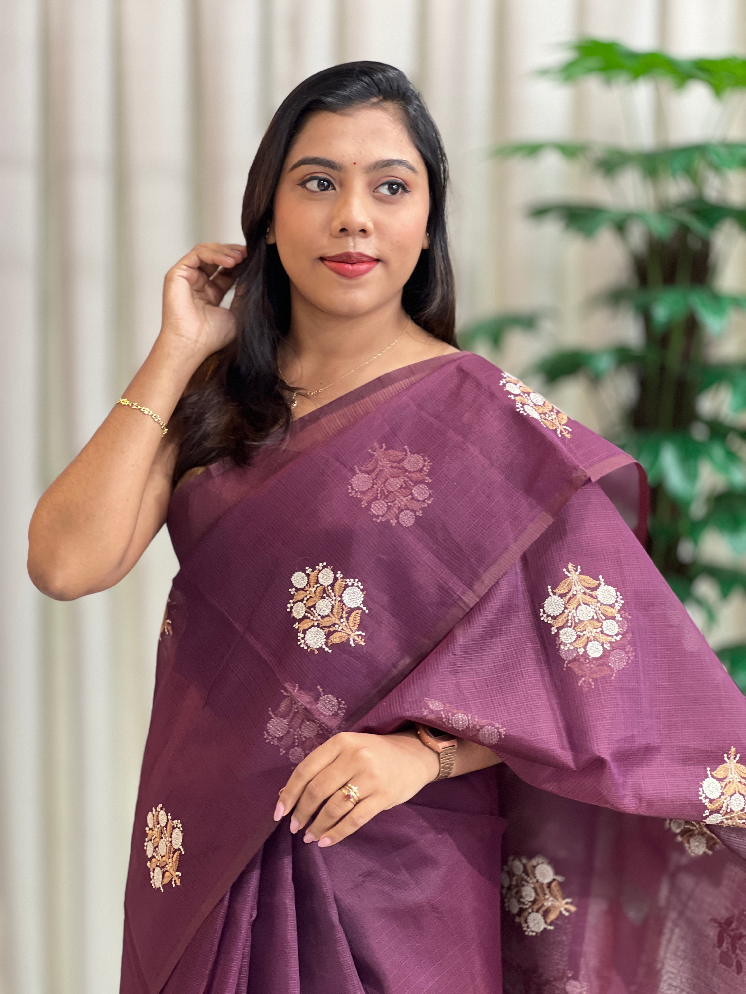 Floral Embroidered Silky Kota Saree | ZSS197