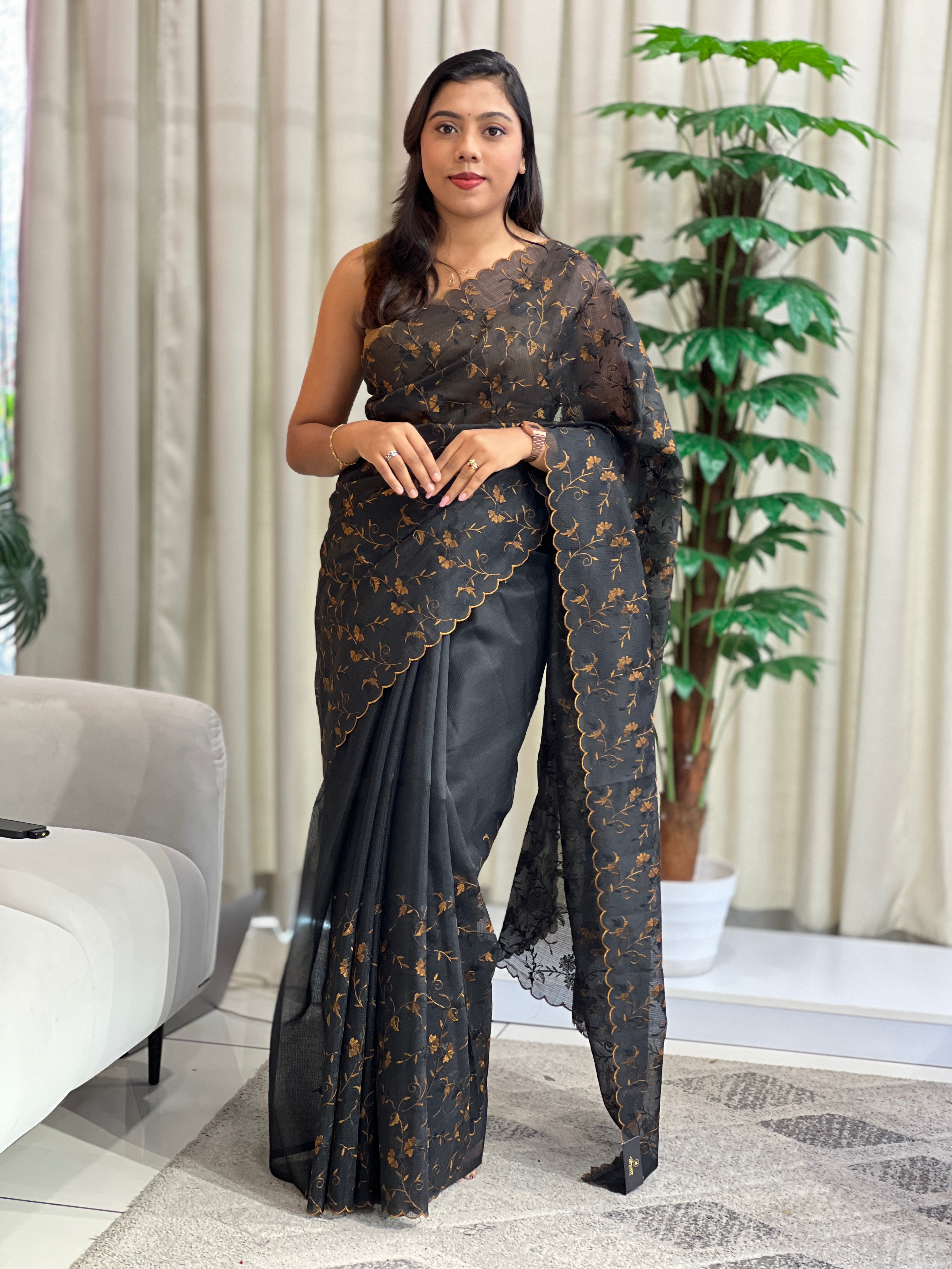 Machine Embroidery Silky Kota Saree | ZSS216
