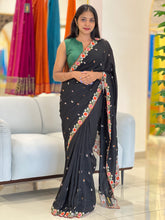 Embroidery Border Patterned Vichitra Silk Saree | RP531