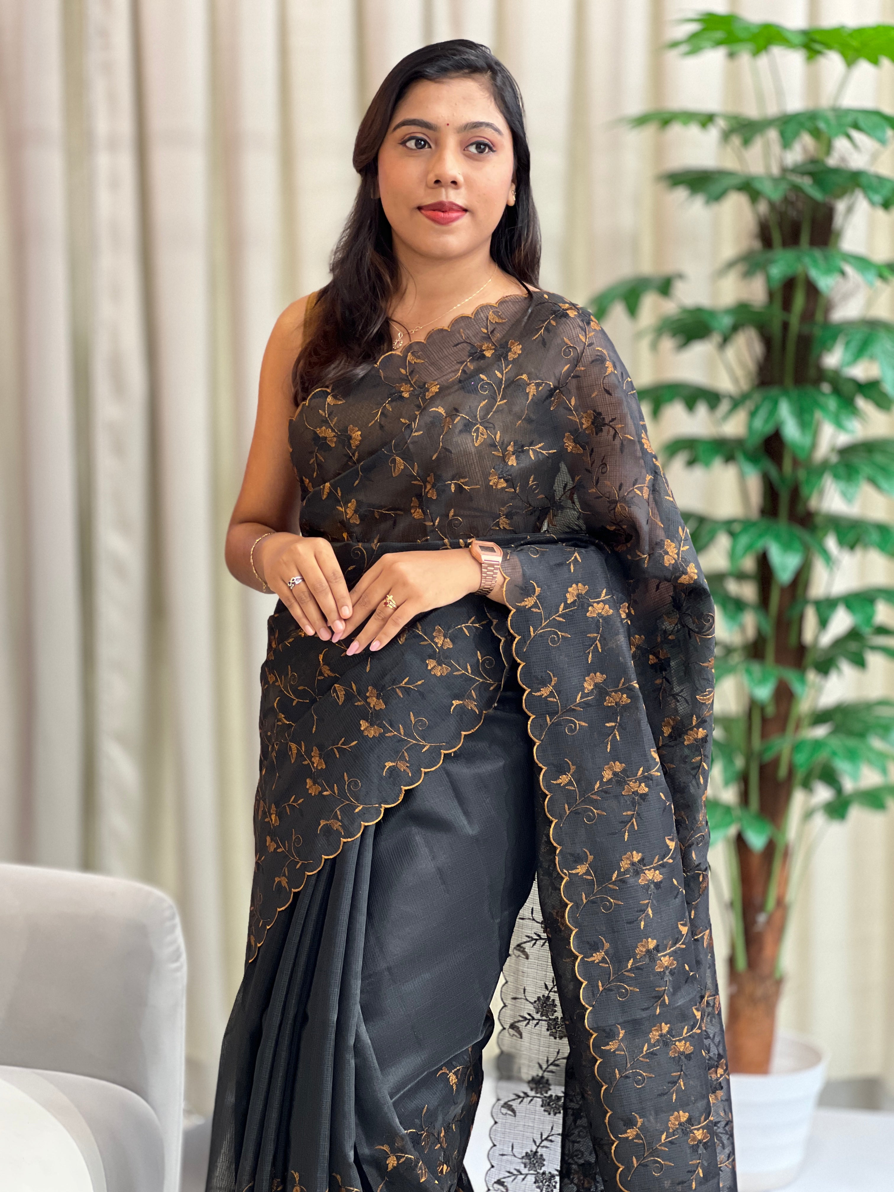 Machine Embroidery Silky Kota Saree | ZSS216