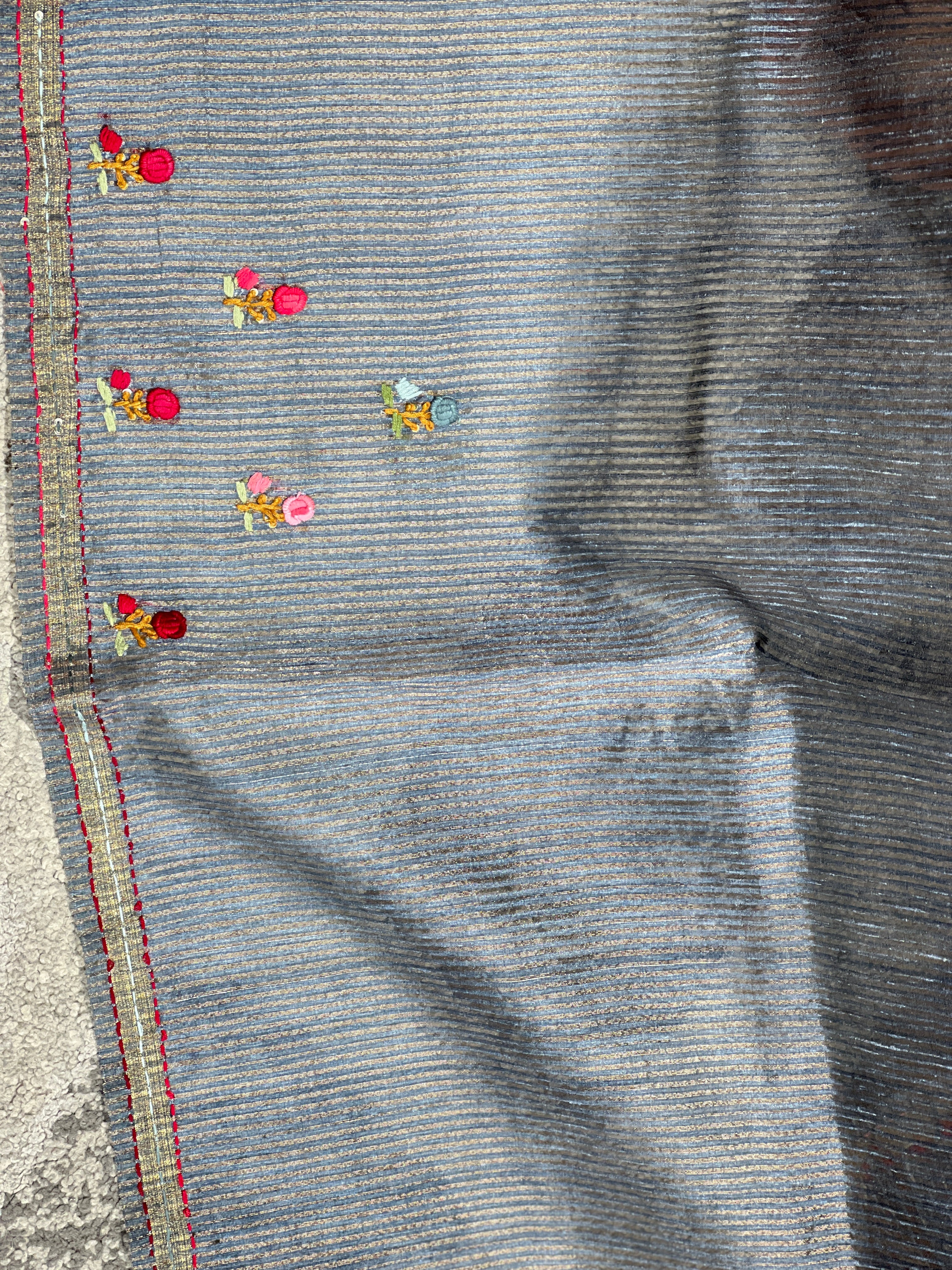 Hand Embroidery With Sequence Detailed Semi Tussar Saree | BLD800