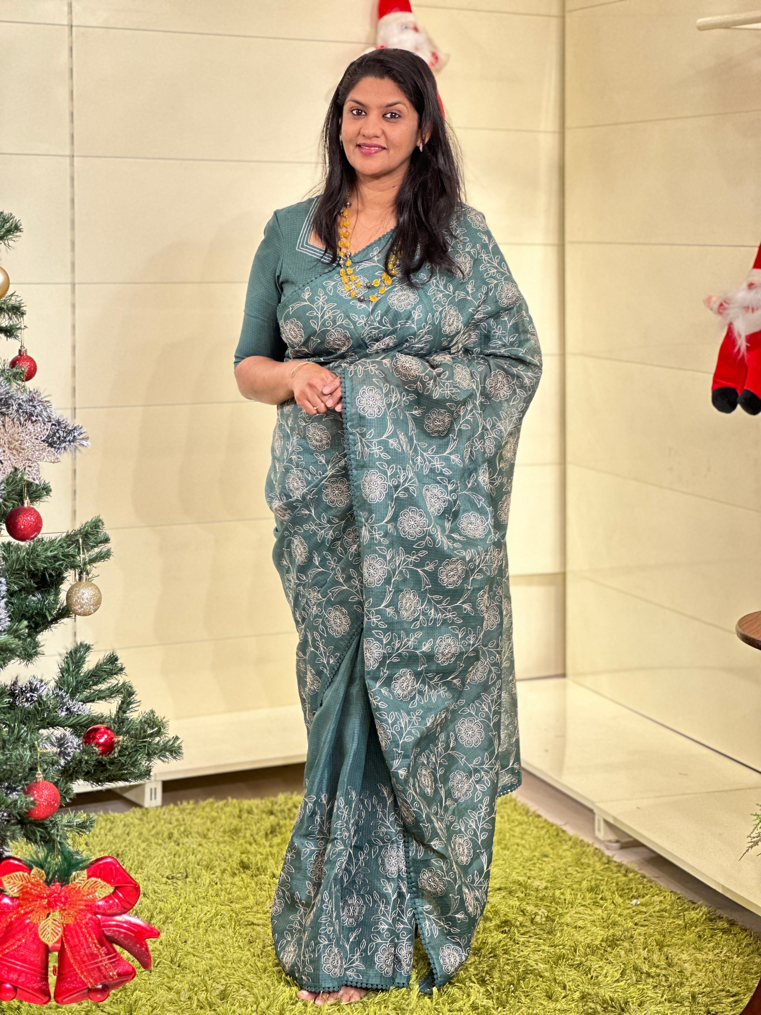 Machine Embroidery Detailed Kota Saree | BLD1678