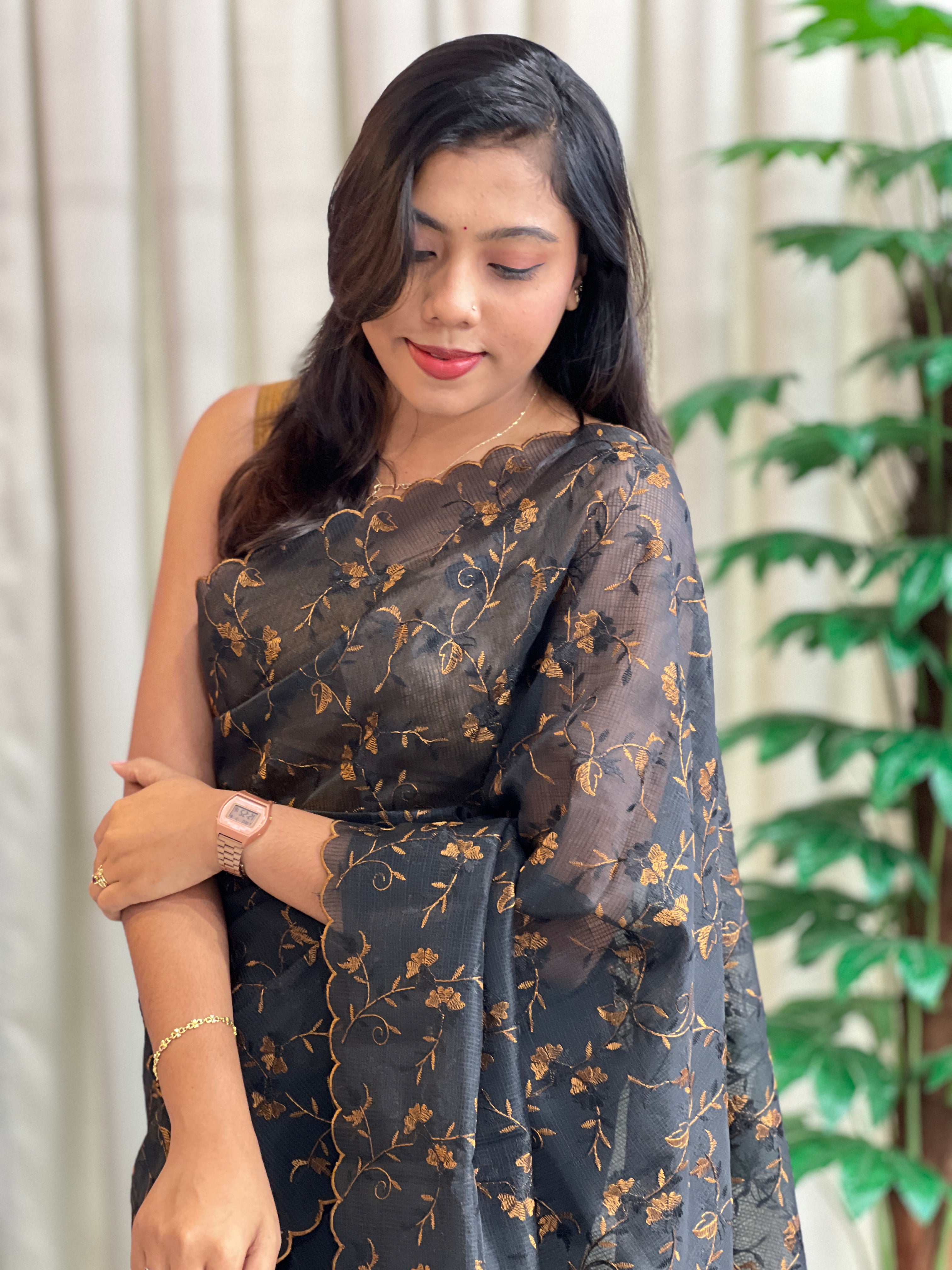 Machine Embroidery Silky Kota Saree | ZSS216