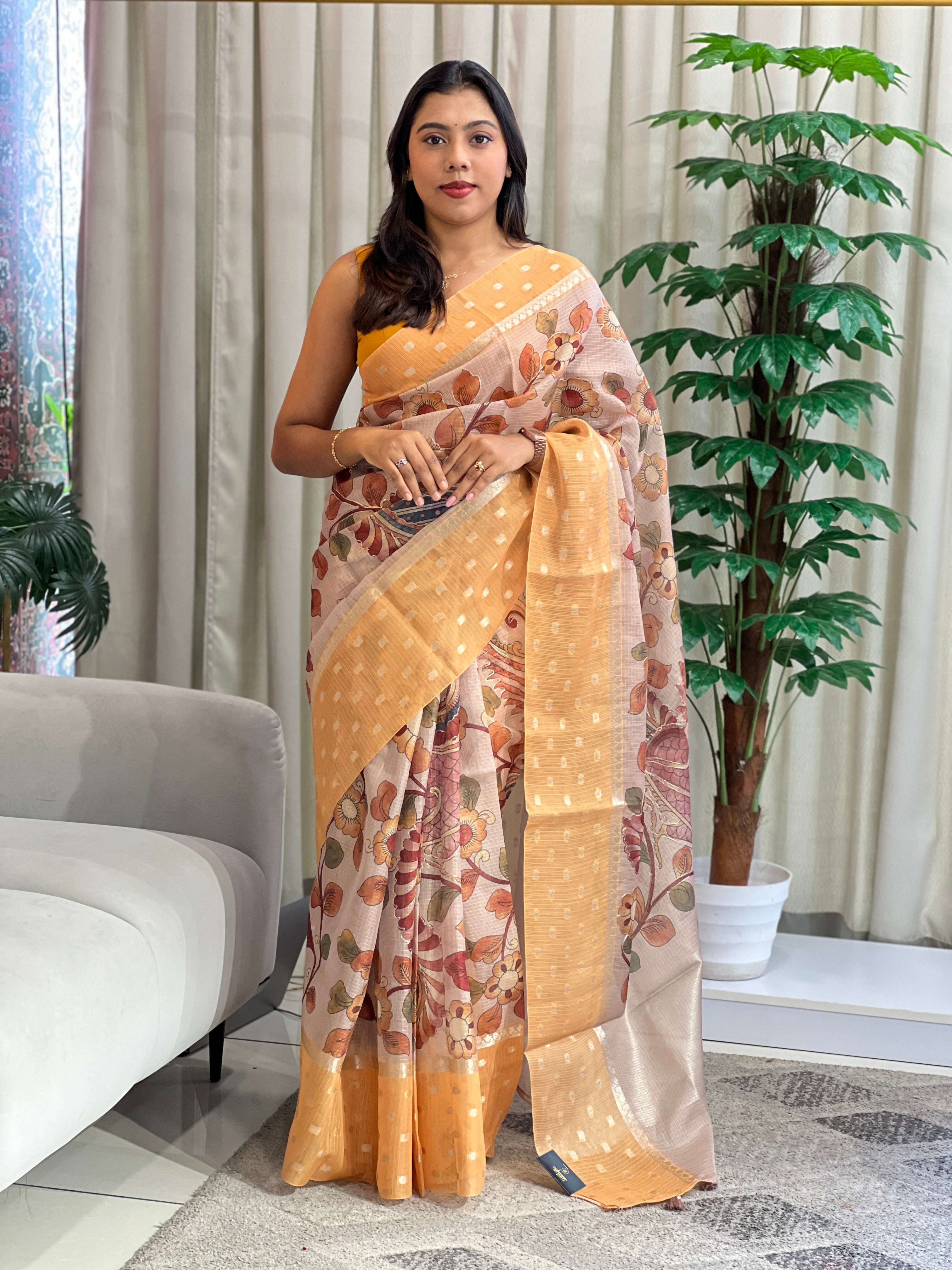 Pen Kalamkari Inspired Printed Pattern Kota Saree | MB152