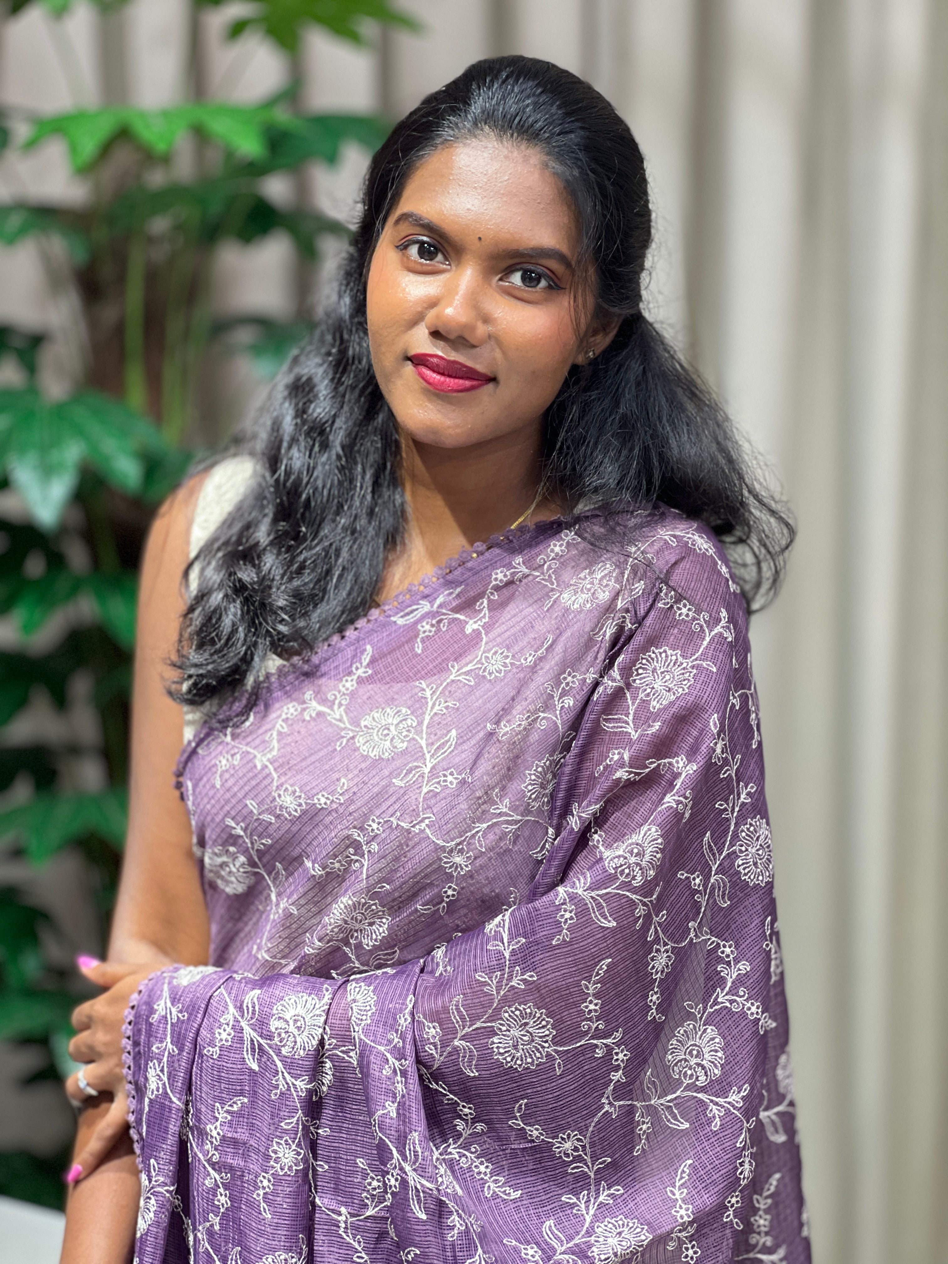 Floral Jaal Embroidery Detailed Kota Saree | BLD2073