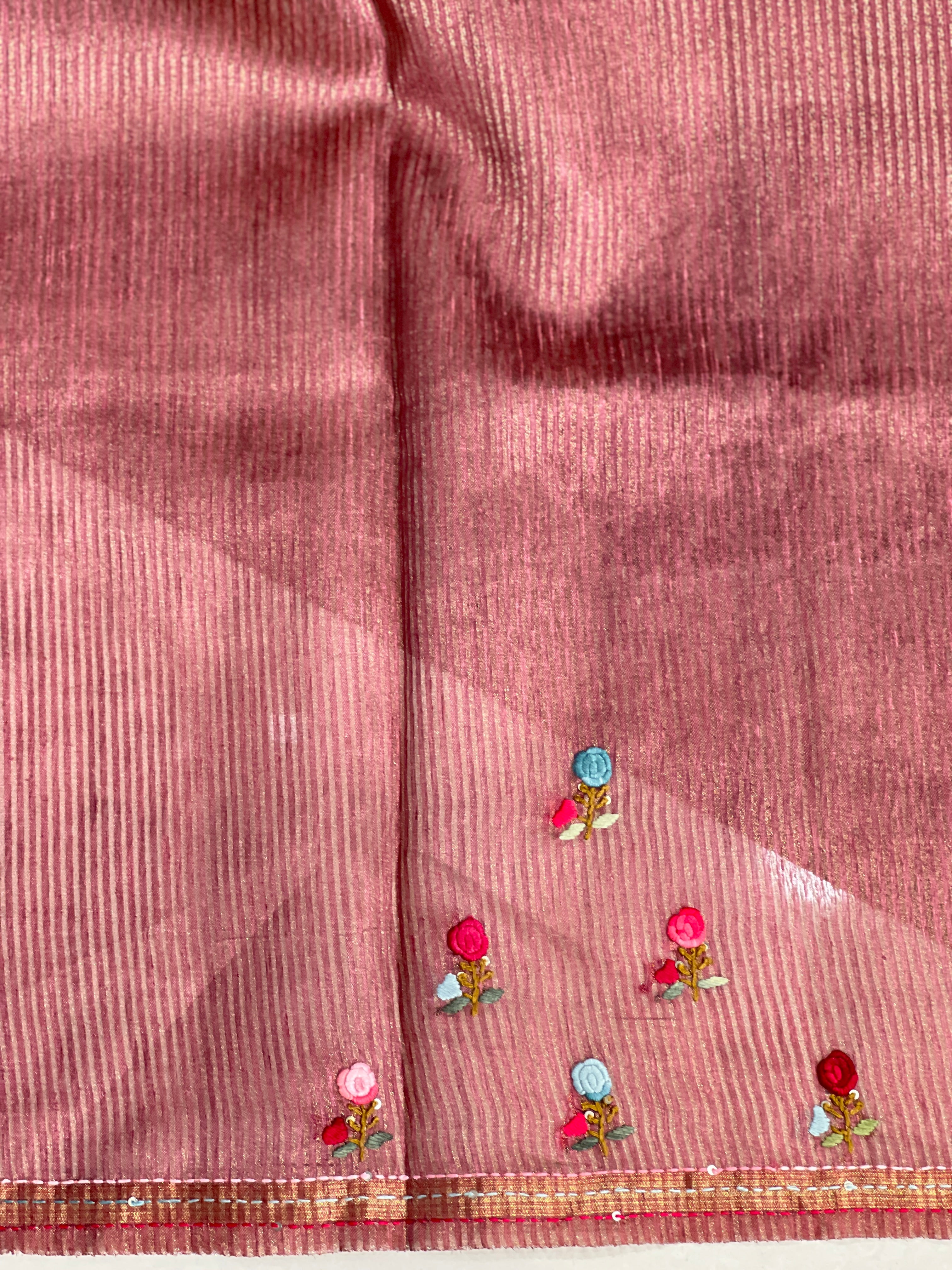 Hand Embroidery With Sequence Detailed Semi Tussar Saree | BLD796