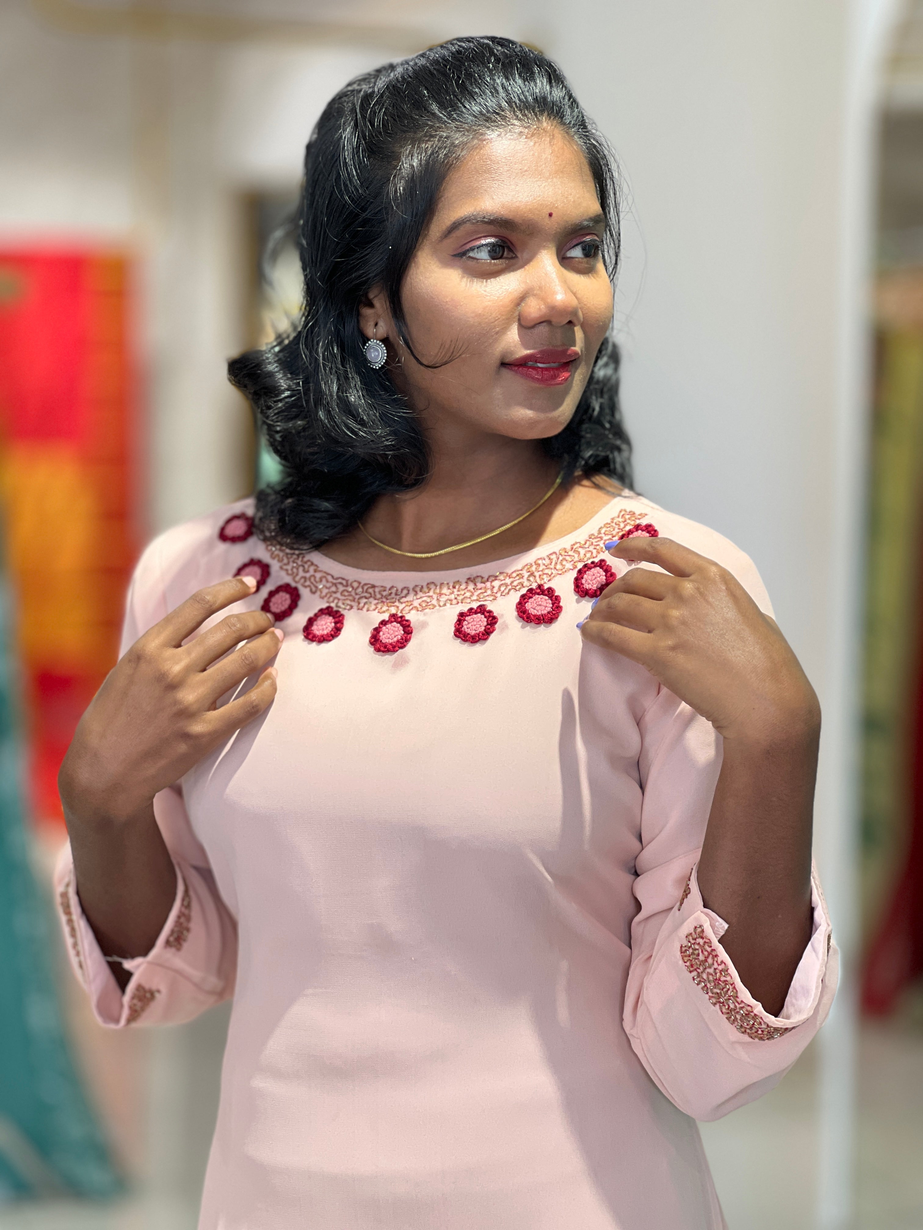 Embroidery Yoke Detailed Georgette Kurta | NI163