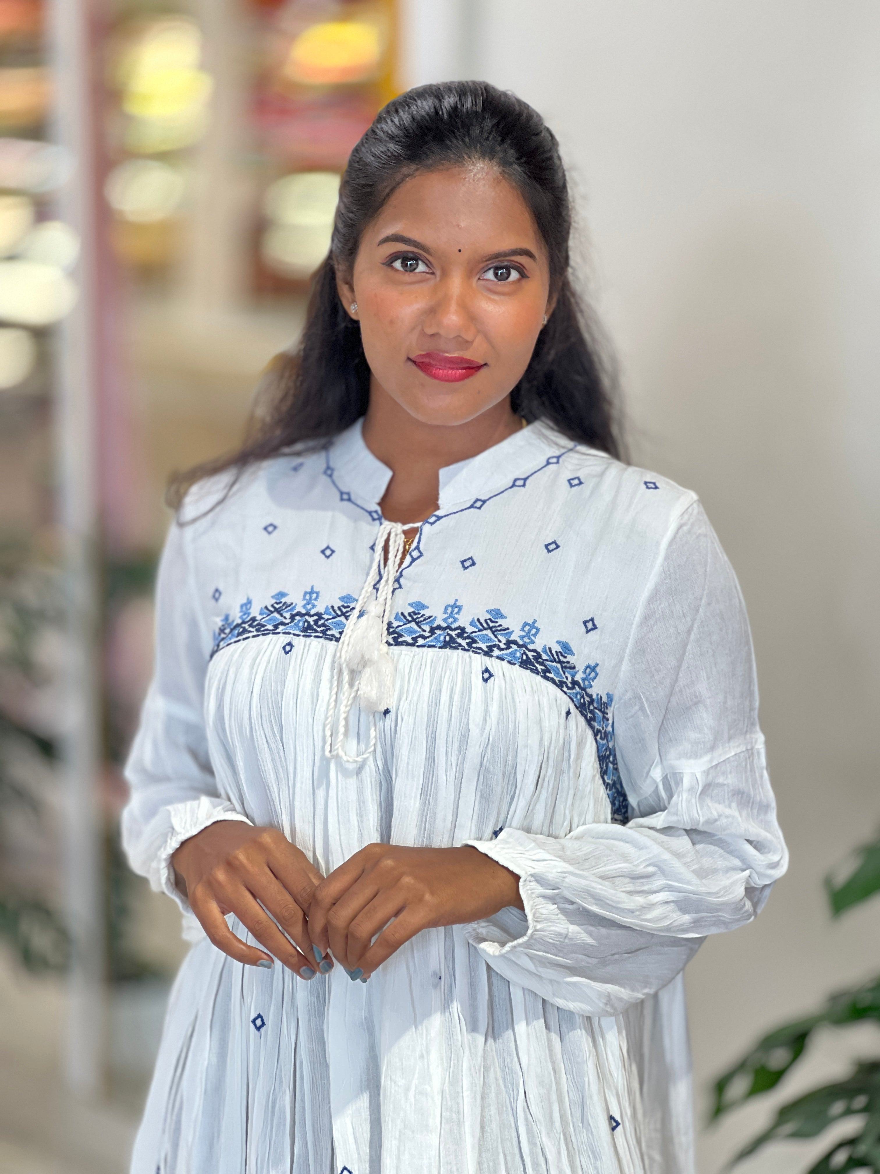 Embroidery Detailed Kora Cotton Kurta | AOR118