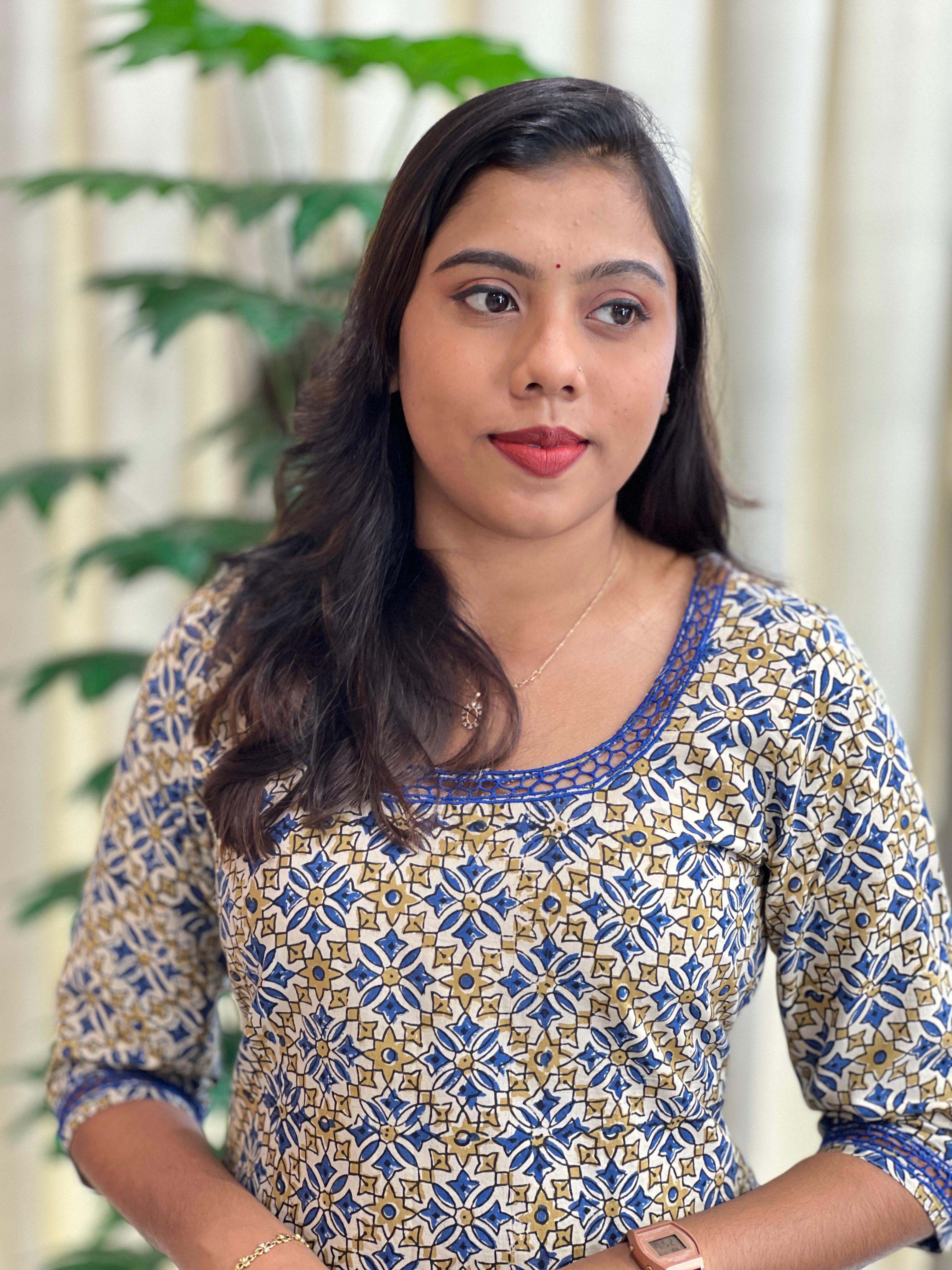 Twine Cut Work Printed Cotton Kurta | DNT685