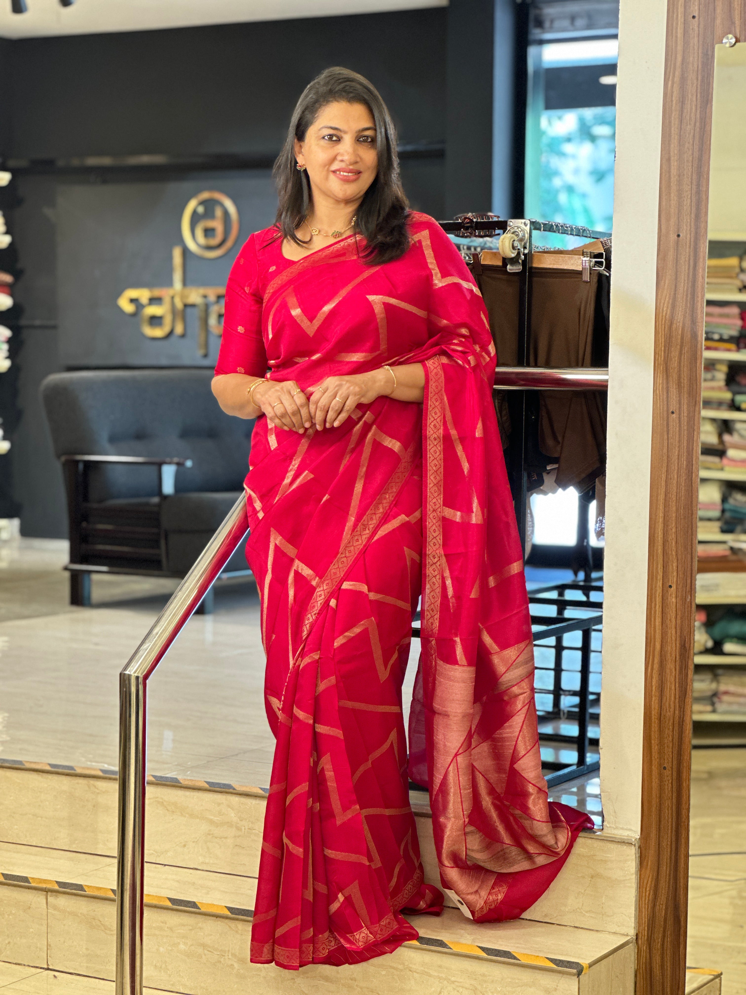 Neem Zari Woven Viscose Kora Georgette Saree | YNG646