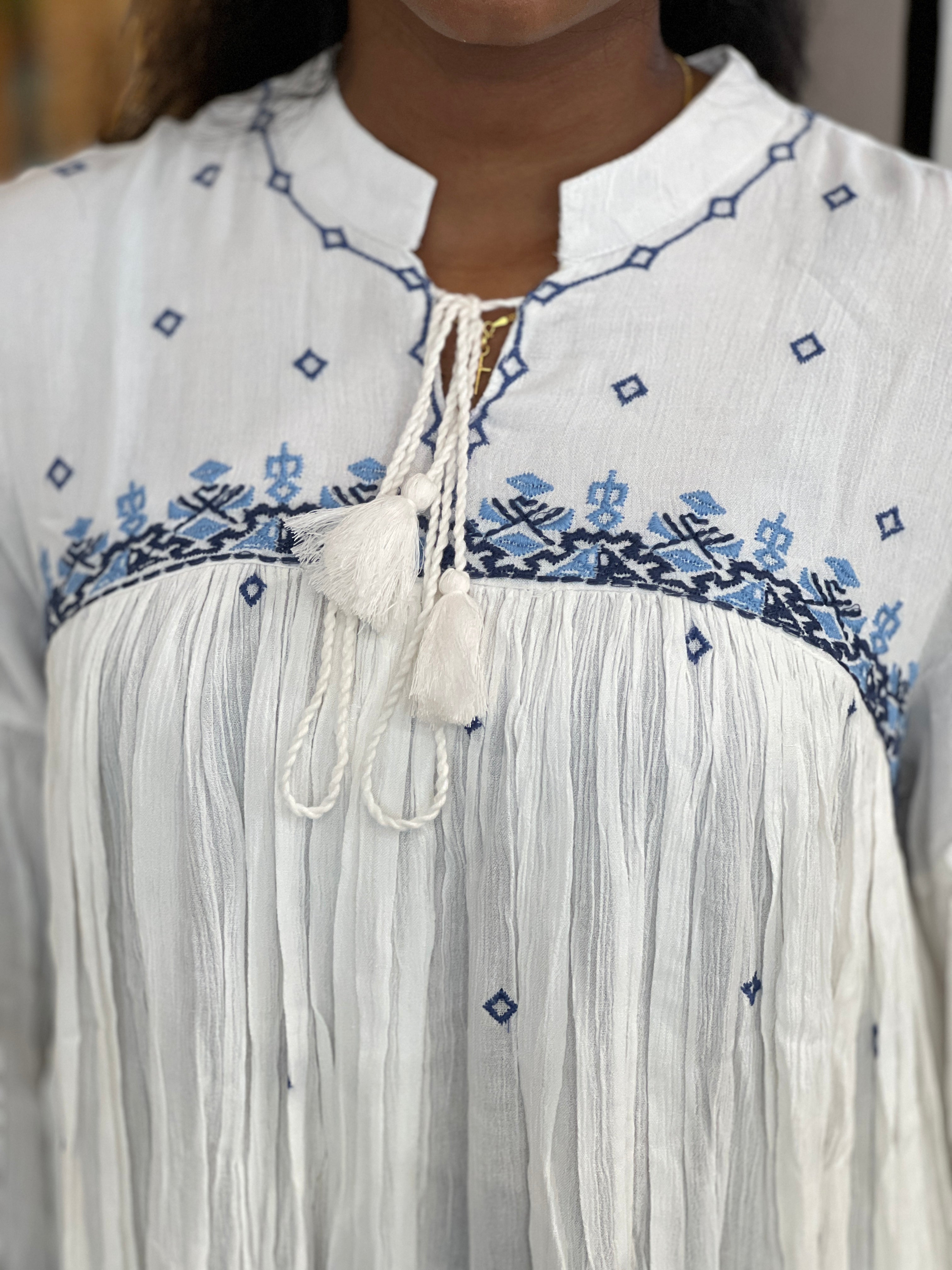 Embroidery Detailed Kora Cotton Kurta | AOR118