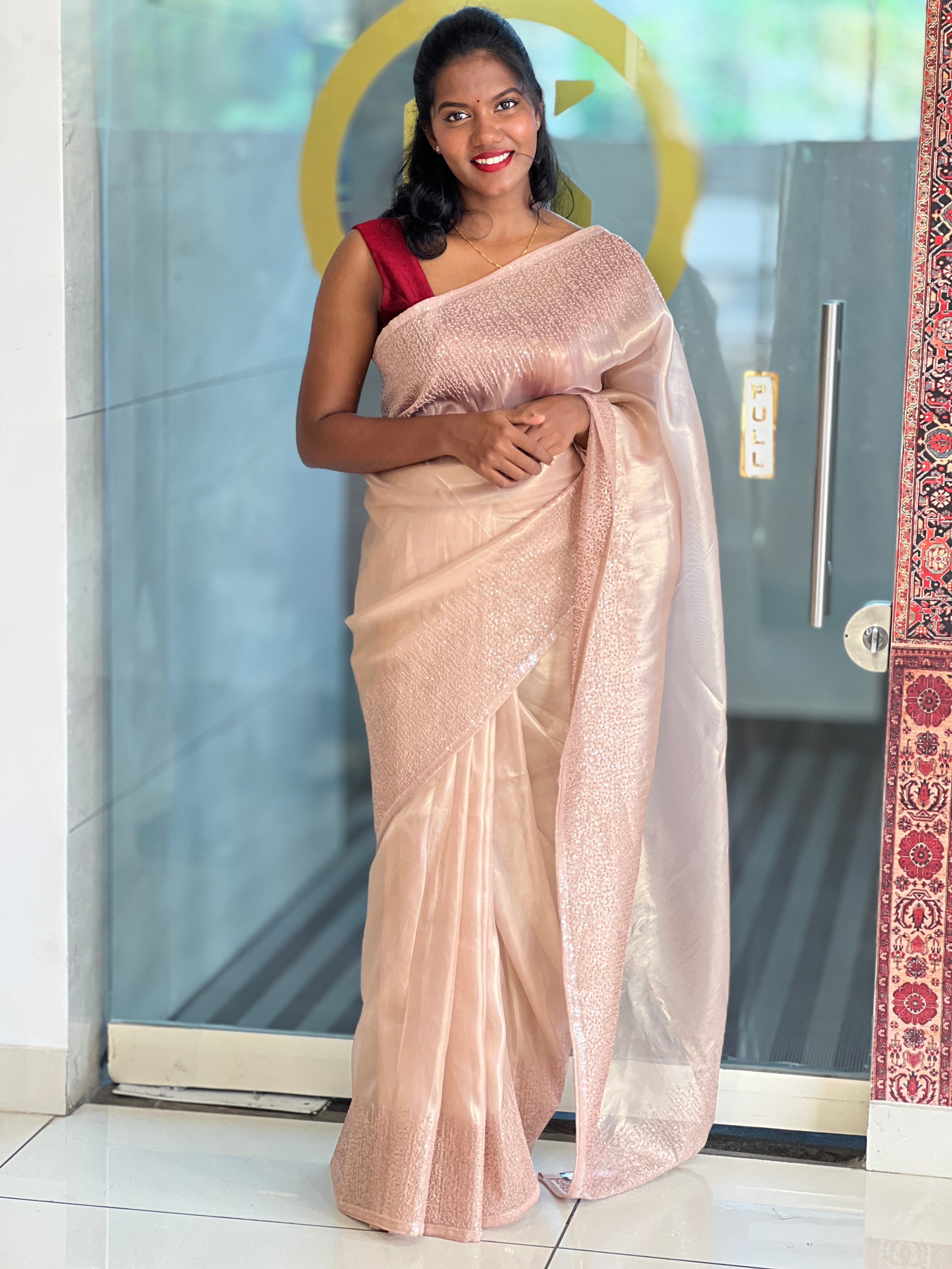 Point Embroidery  Tissue  saree | SBP1020