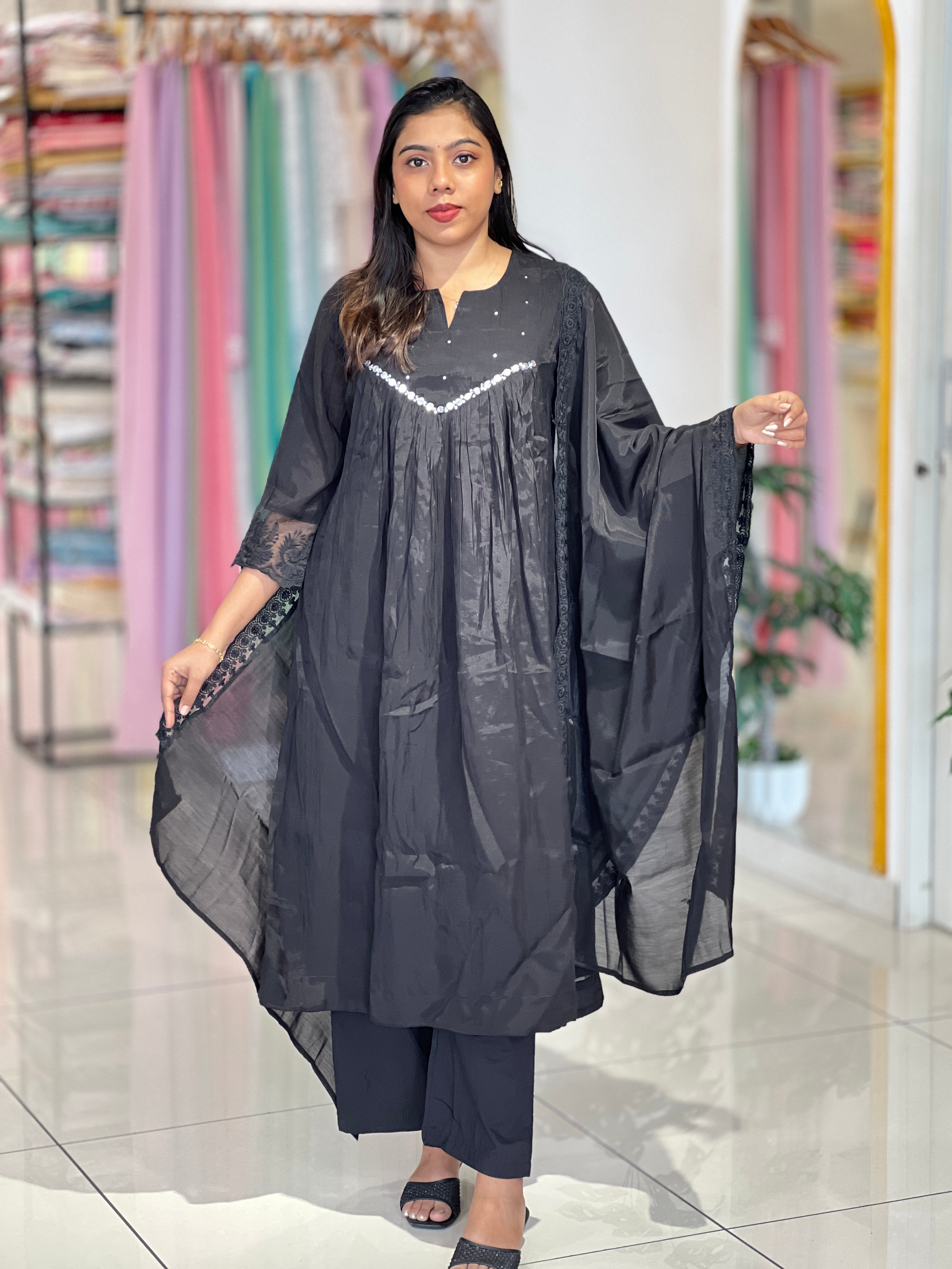 Sequins Detailed Mul Chanderi Kurta Set |ARF101