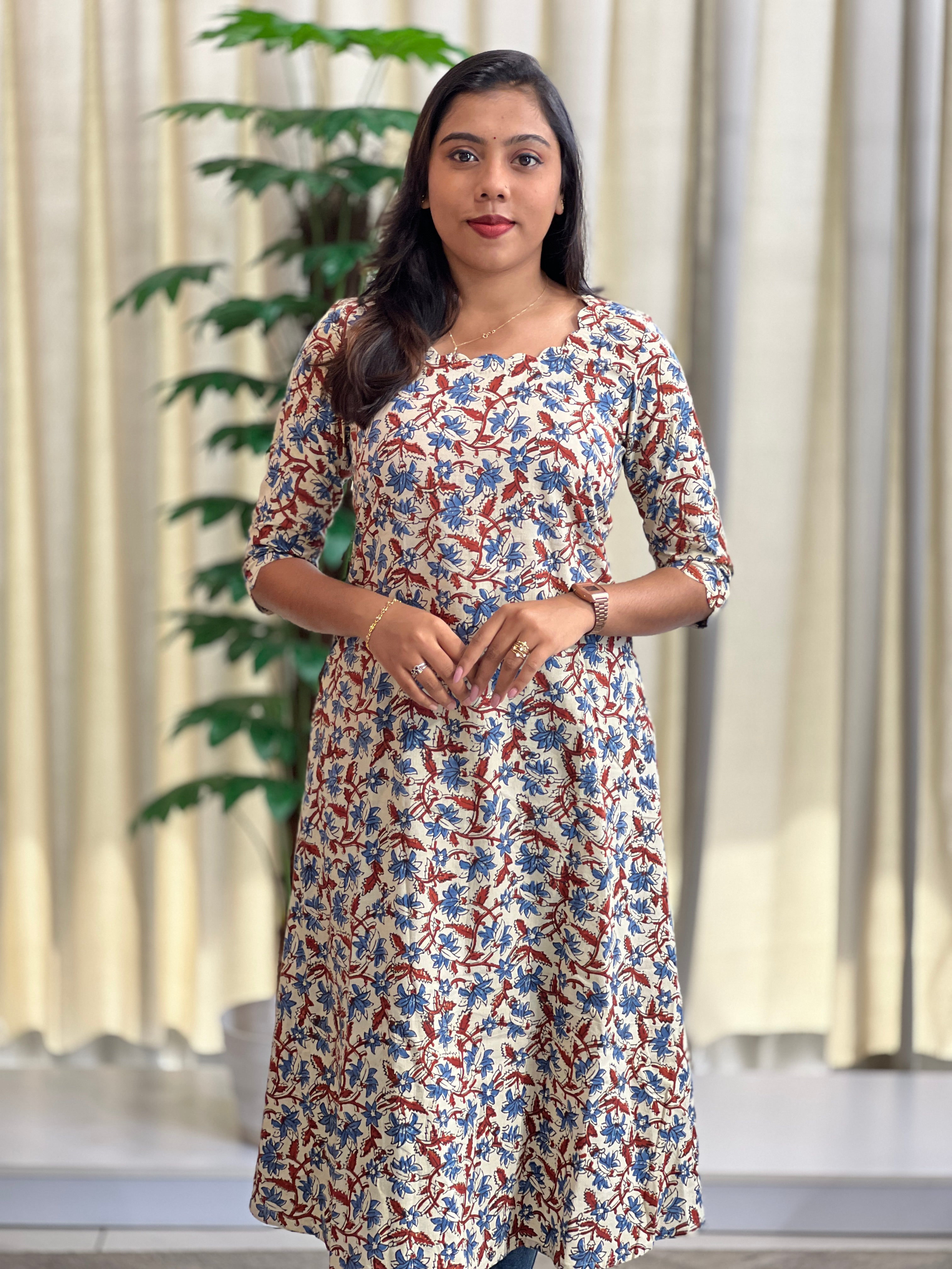 Floral Printed Cotton Kurta | DNT693