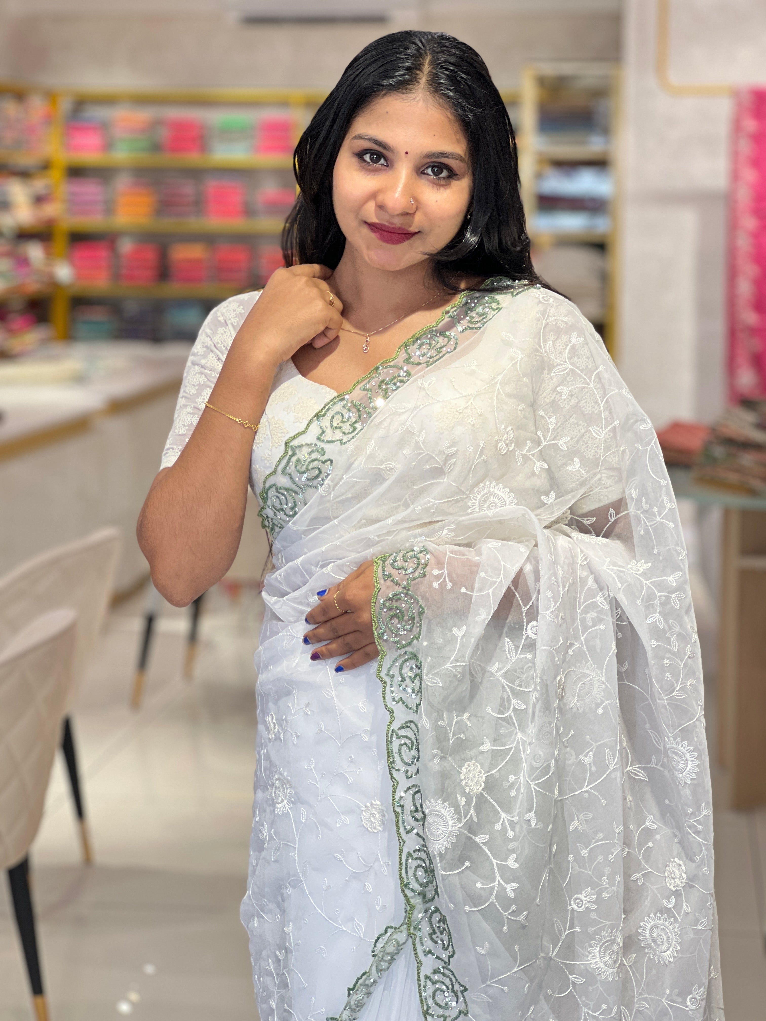 Party Wear Organza Saree | SBP1029