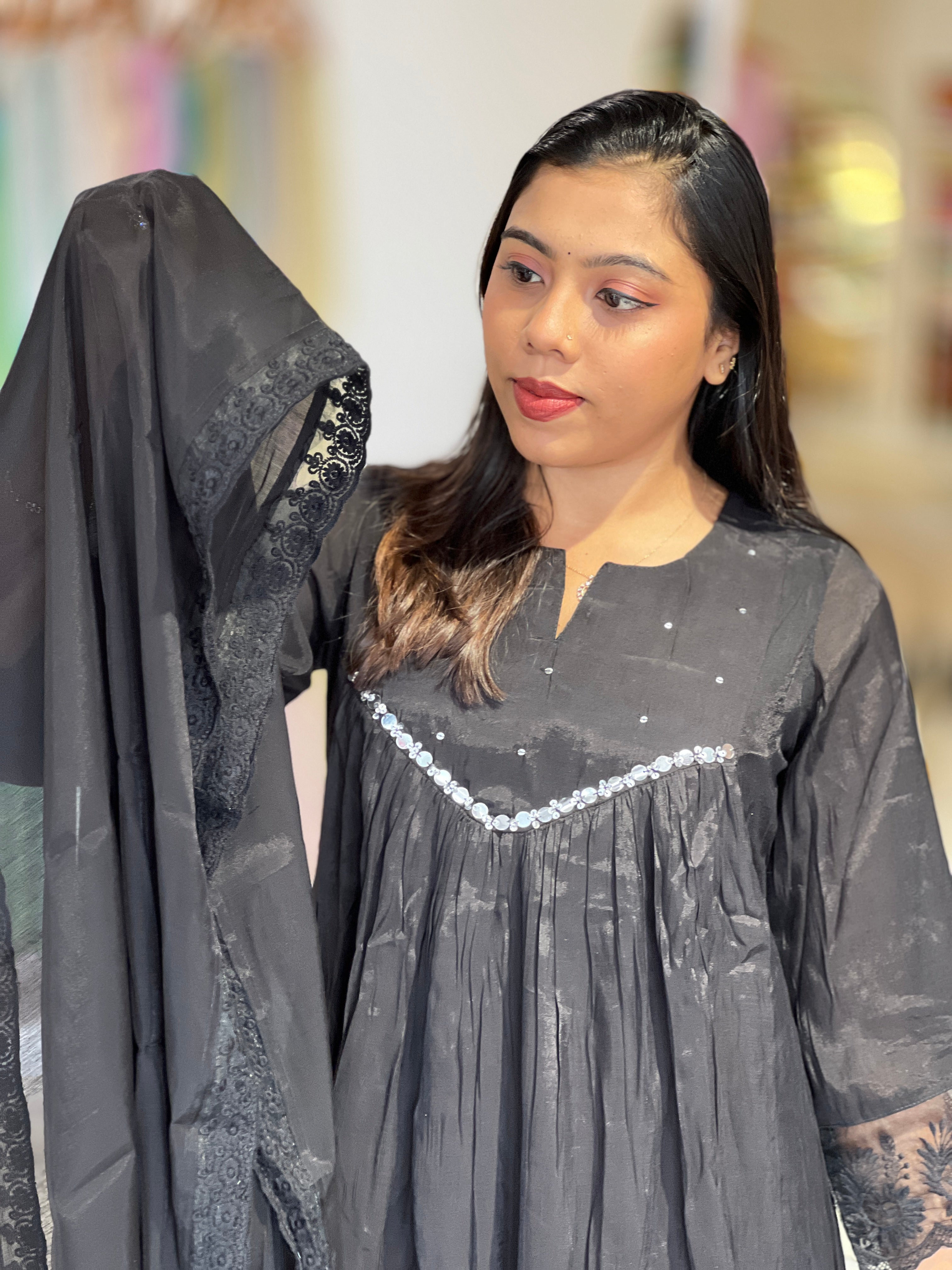 Sequins Detailed Mul Chanderi Kurta Set |ARF101