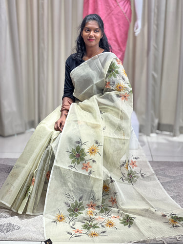 Floral Print With Embroidery Detailed Kota Saree | BLD567