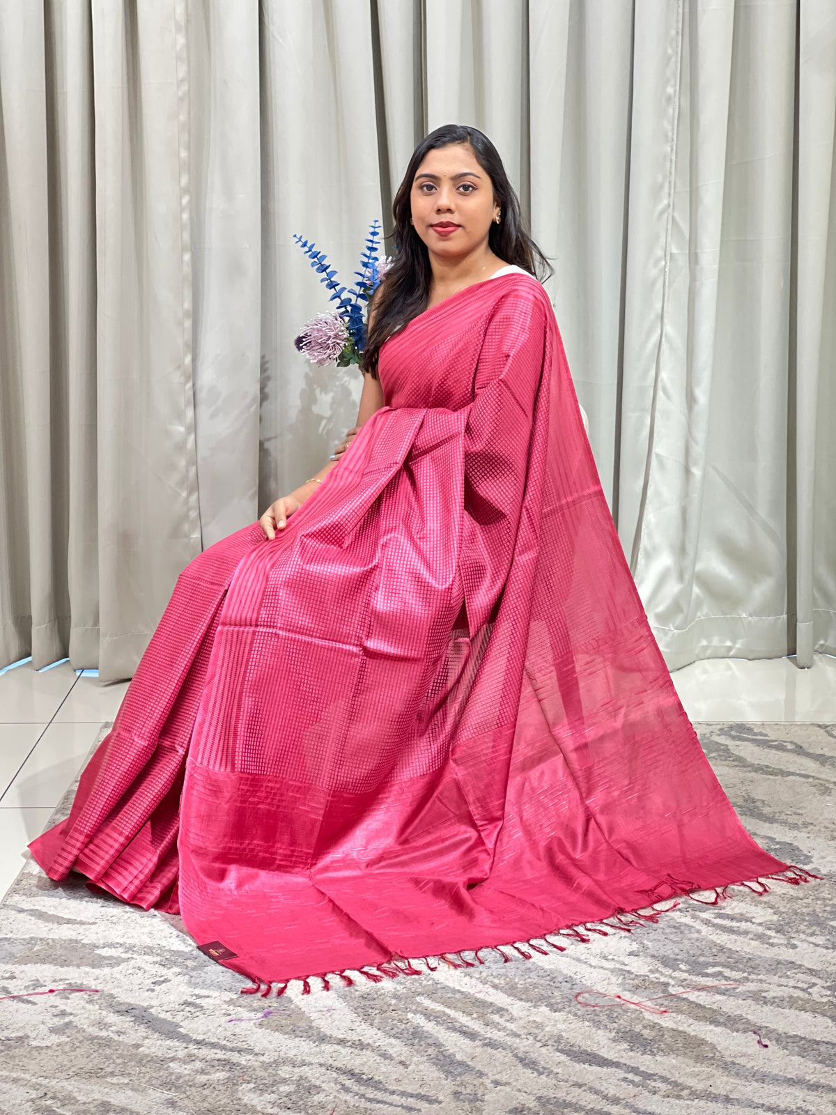 Geometric Pattern Semi Tussar Saree  | LLD148