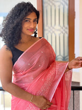 Point Embroidery With Floral Design Bhagalpuri Linen Saree | RP370