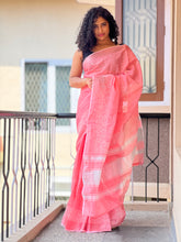 Point Embroidery With Floral Design Bhagalpuri Linen Saree | RP370
