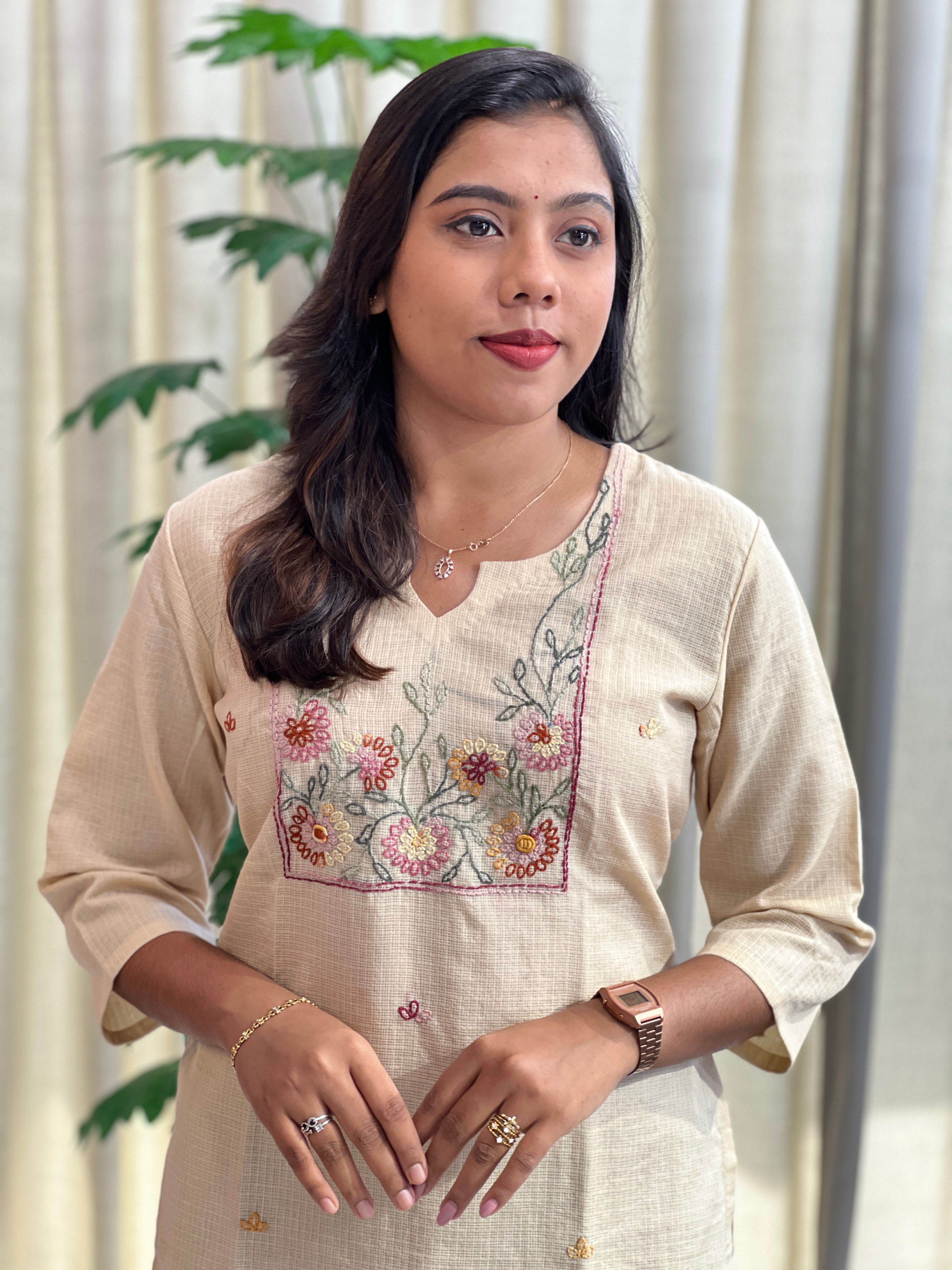 Hand Work Embroidered Super Net Kota Kurta | DNT439
