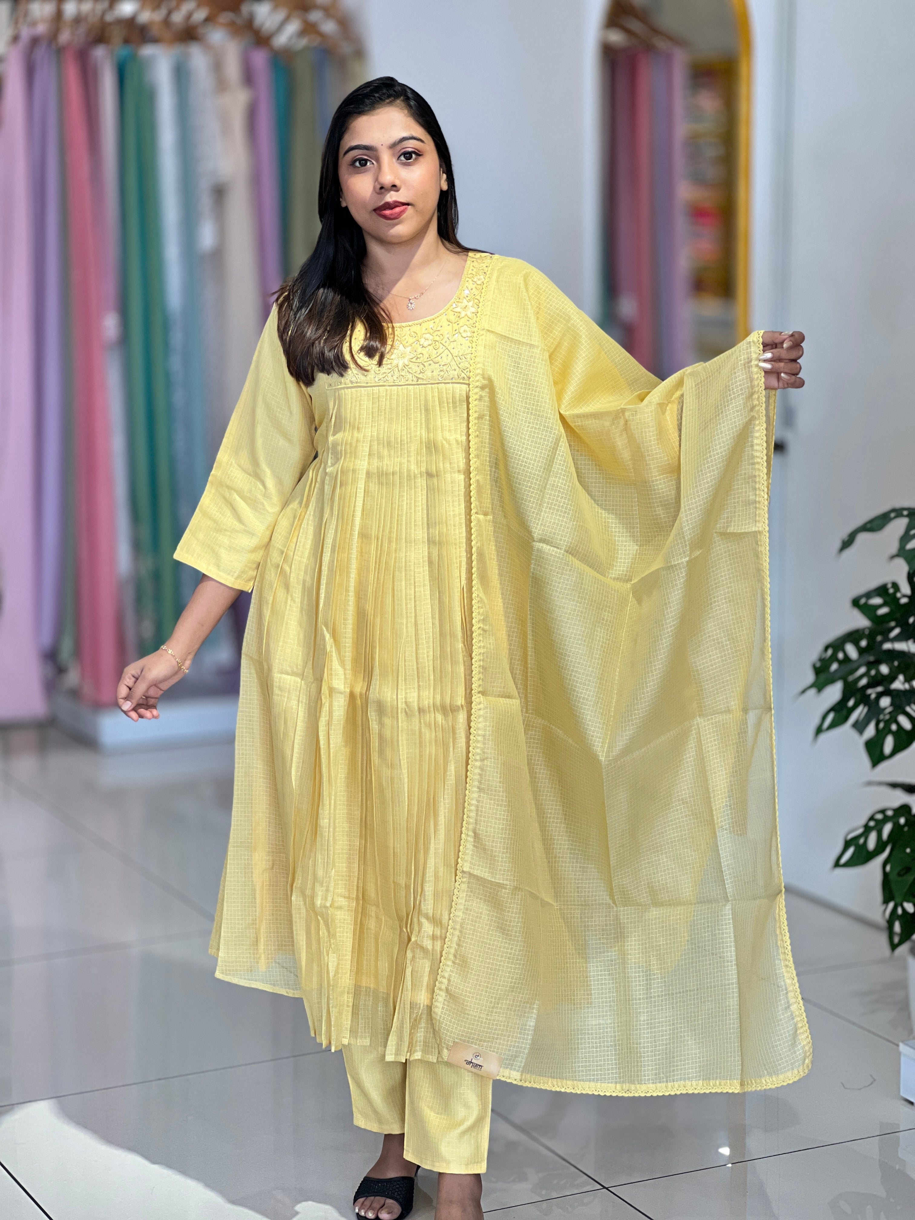 Handwork Detailed Silky Kota Kurta Set | SLM168