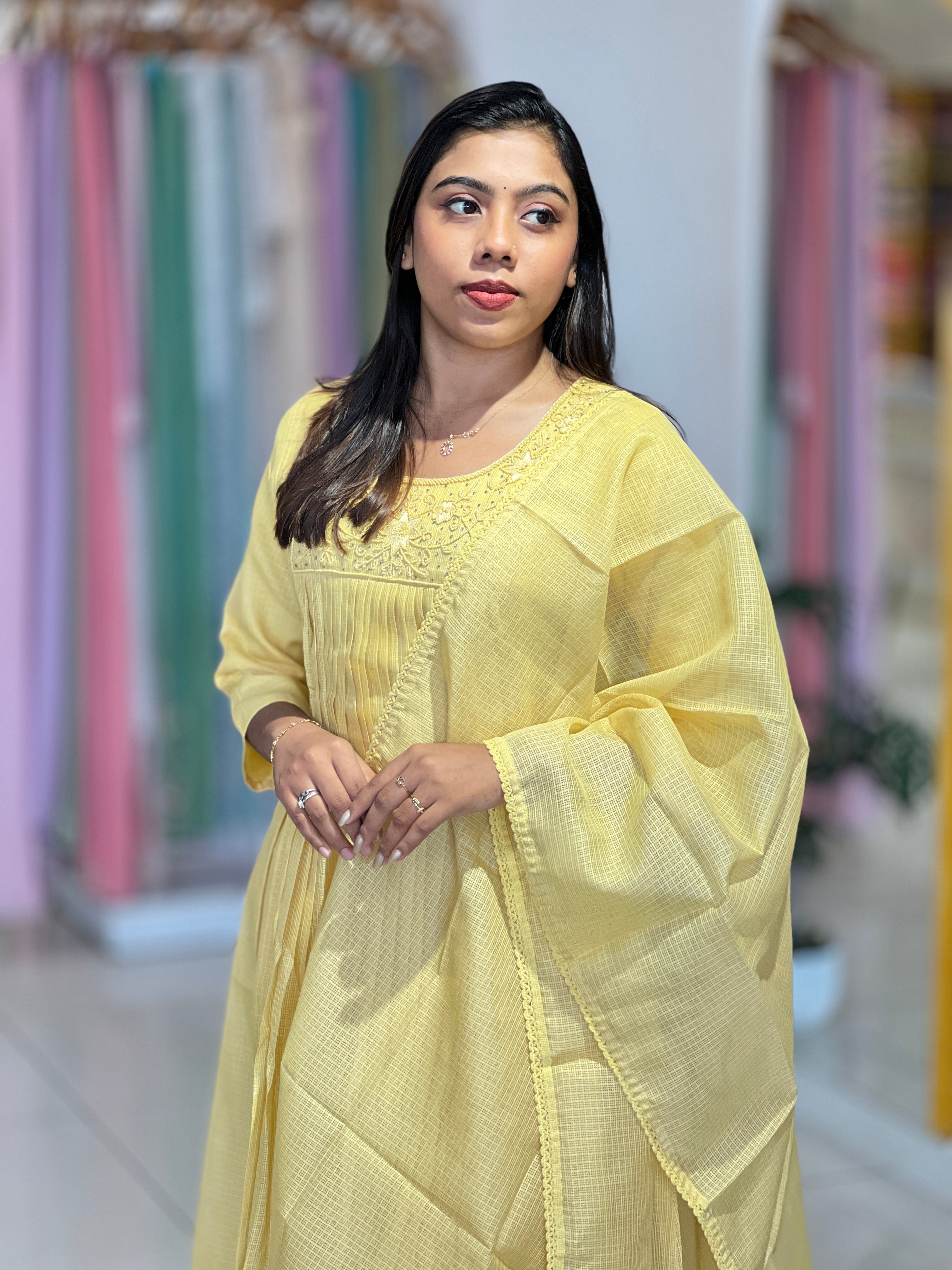 Handwork Detailed Silky Kota Kurta Set | SLM168