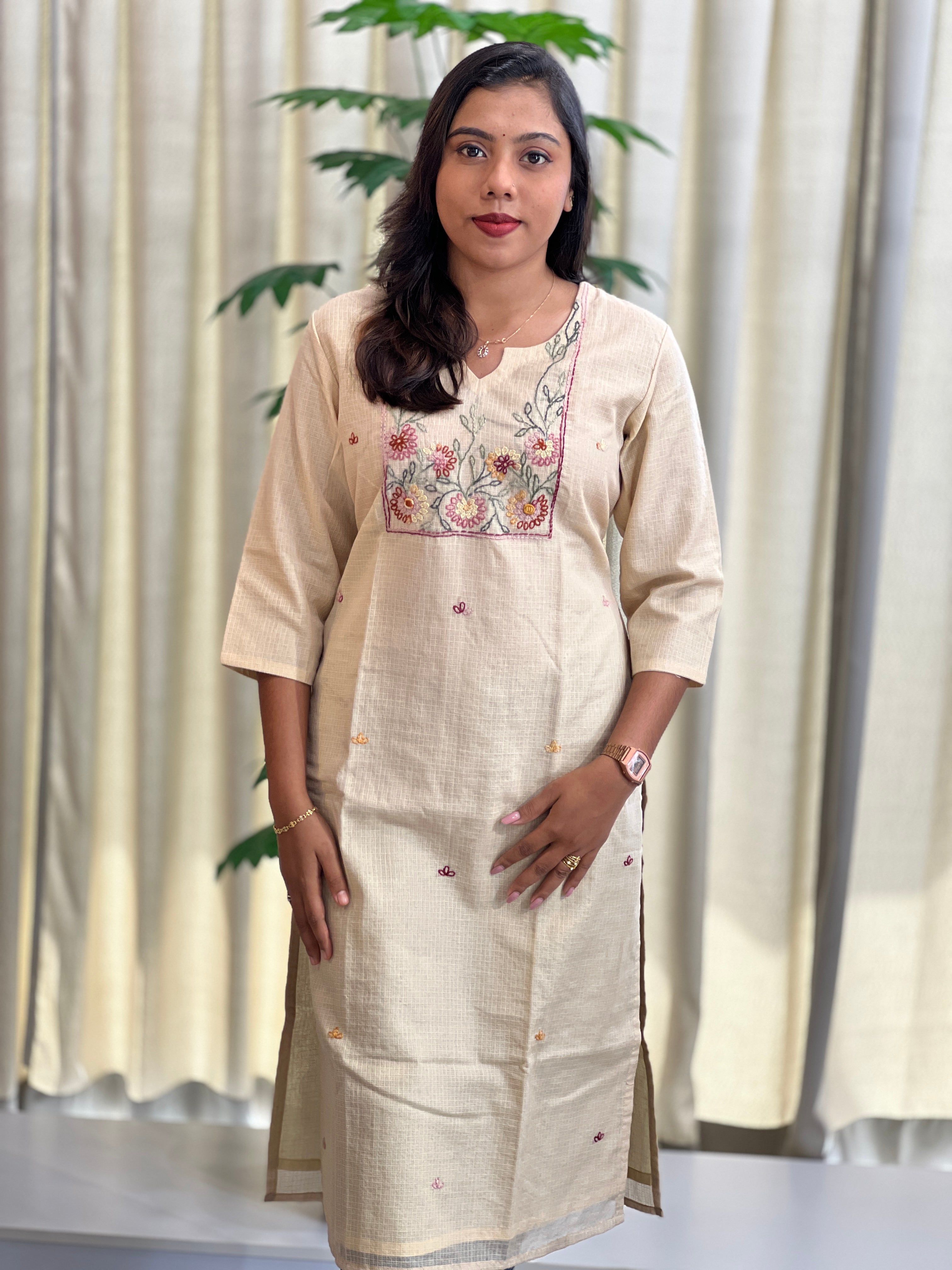 Hand Work Embroidered Super Net Kota Kurta | DNT439