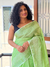 Point Embroidery With Floral Design Bhagalpuri Linen Saree | RP370