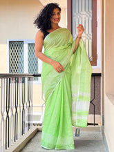 Point Embroidery With Floral Design Bhagalpuri Linen Saree | RP370
