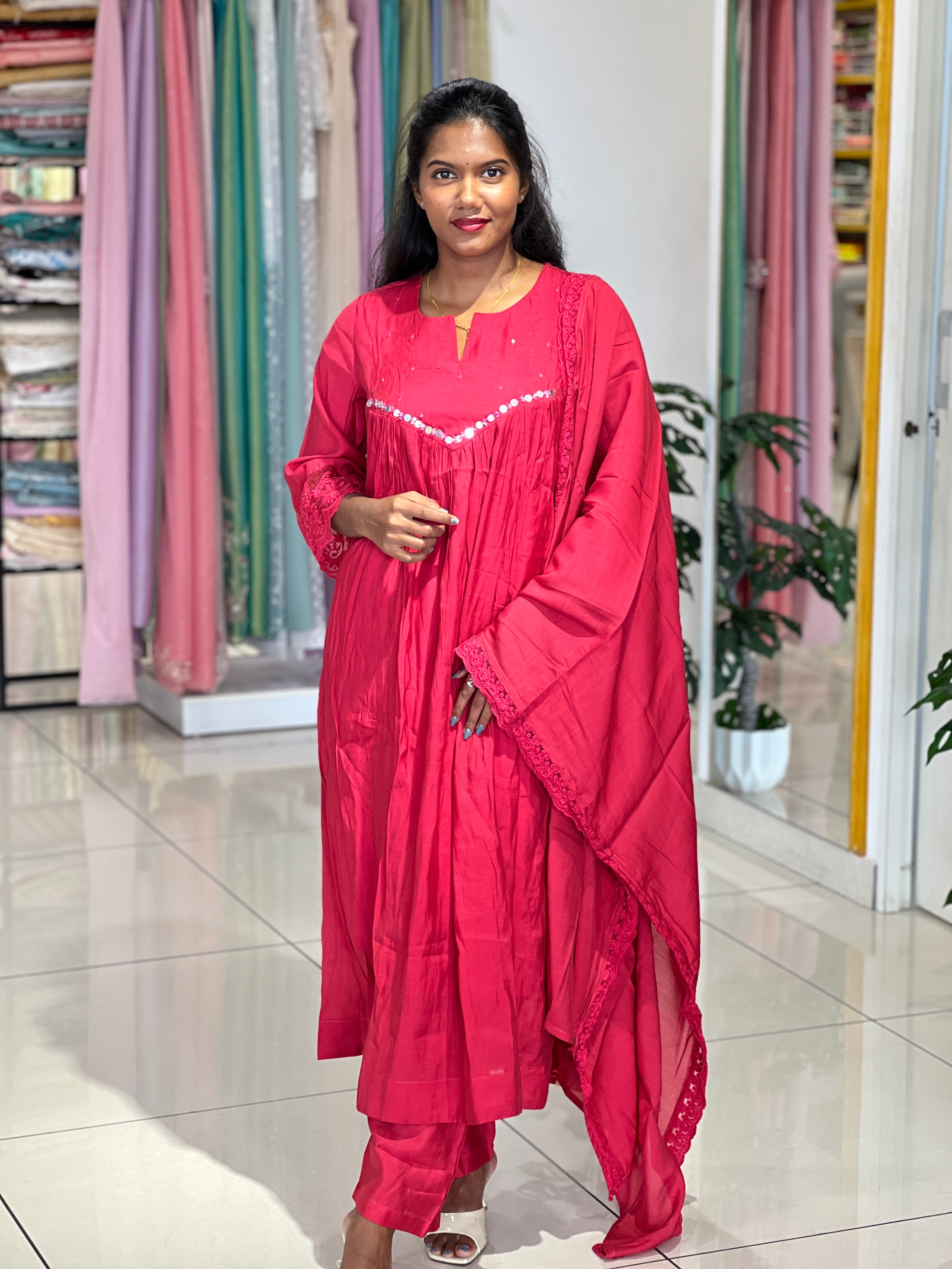 Sequins Detailed Mul Chanderi Kurta Set |ARF103