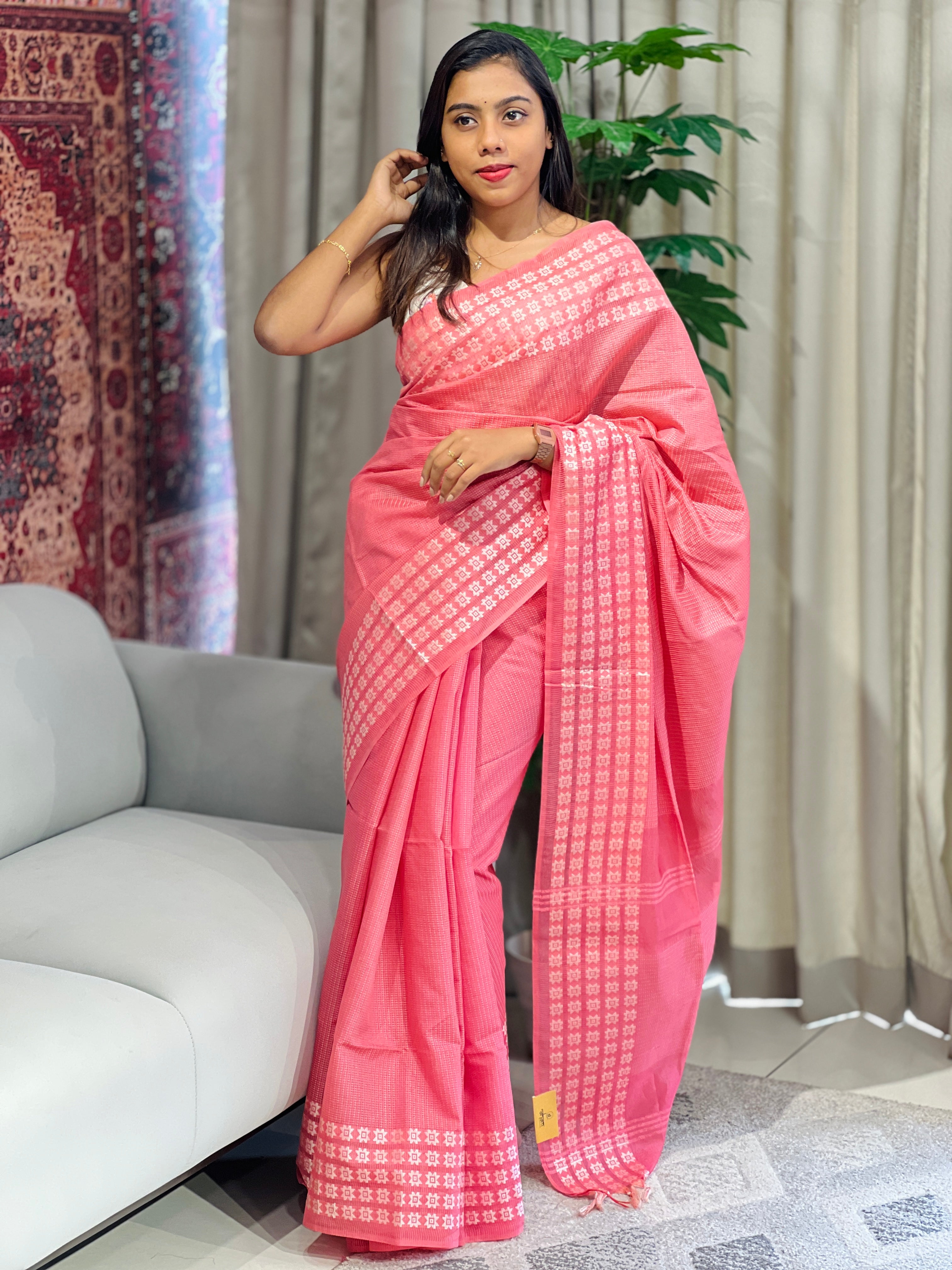 Thread Woven Floral Patterned Semi Tussar Saree | ACT1768