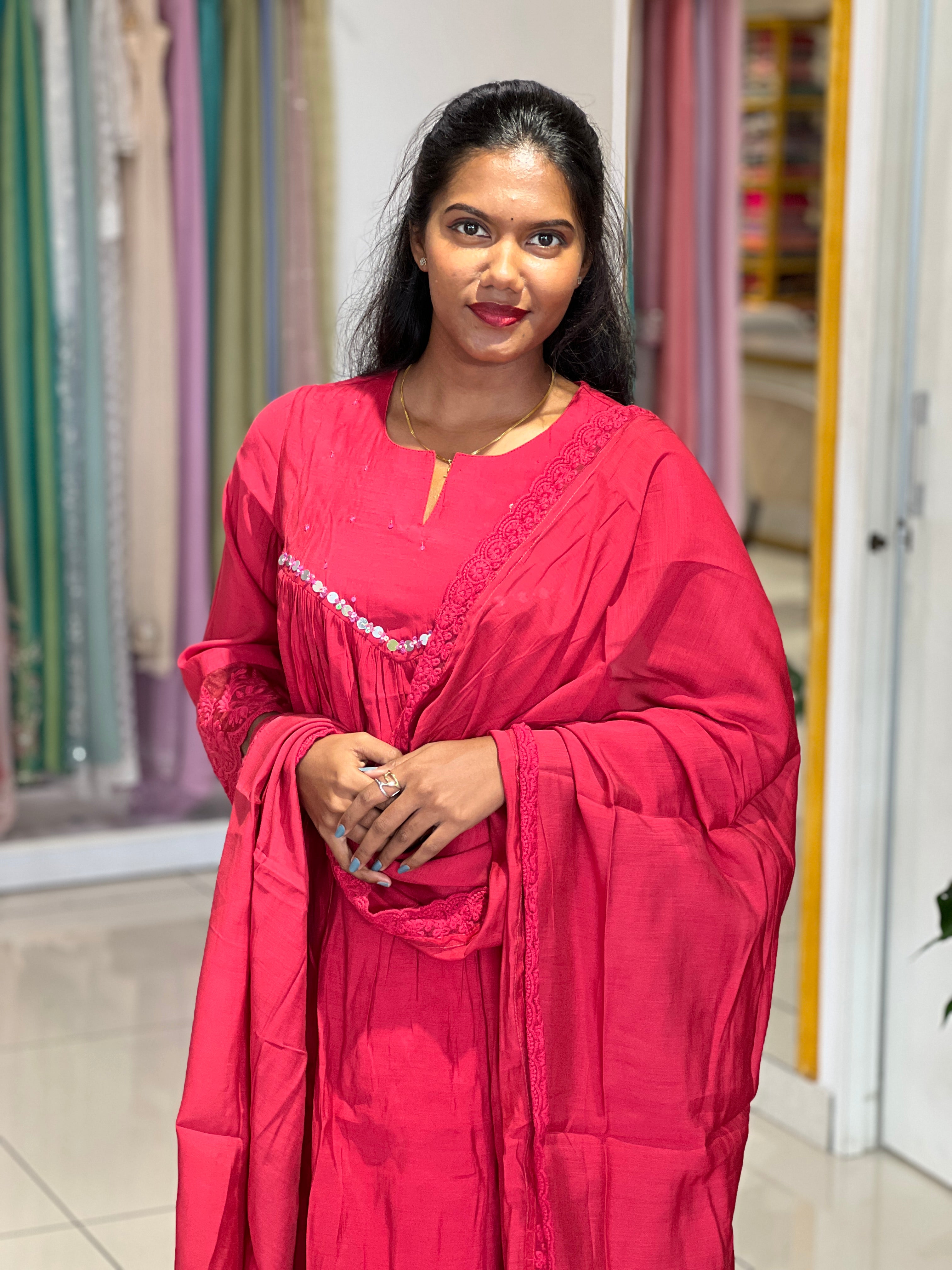 Sequins Detailed Mul Chanderi Kurta Set |ARF103